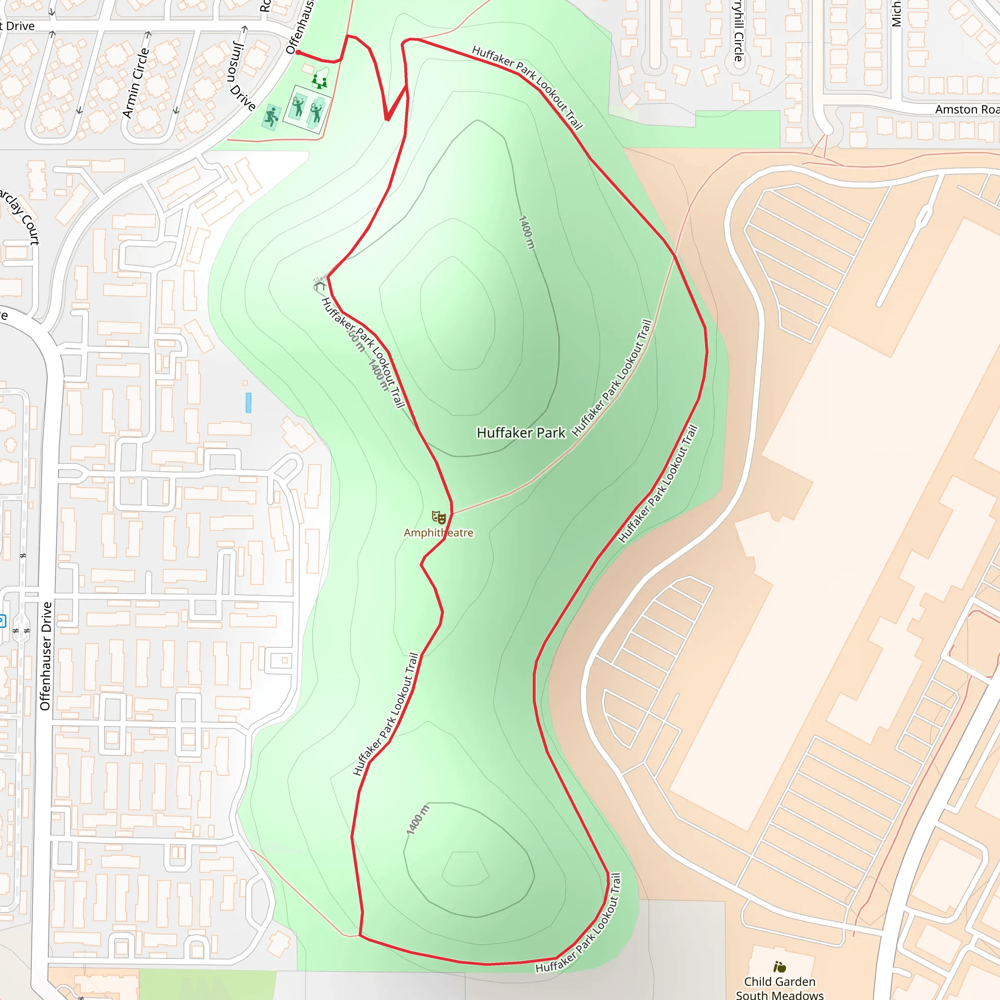 Huffaker Park Lookout Loop Trail mobile static map