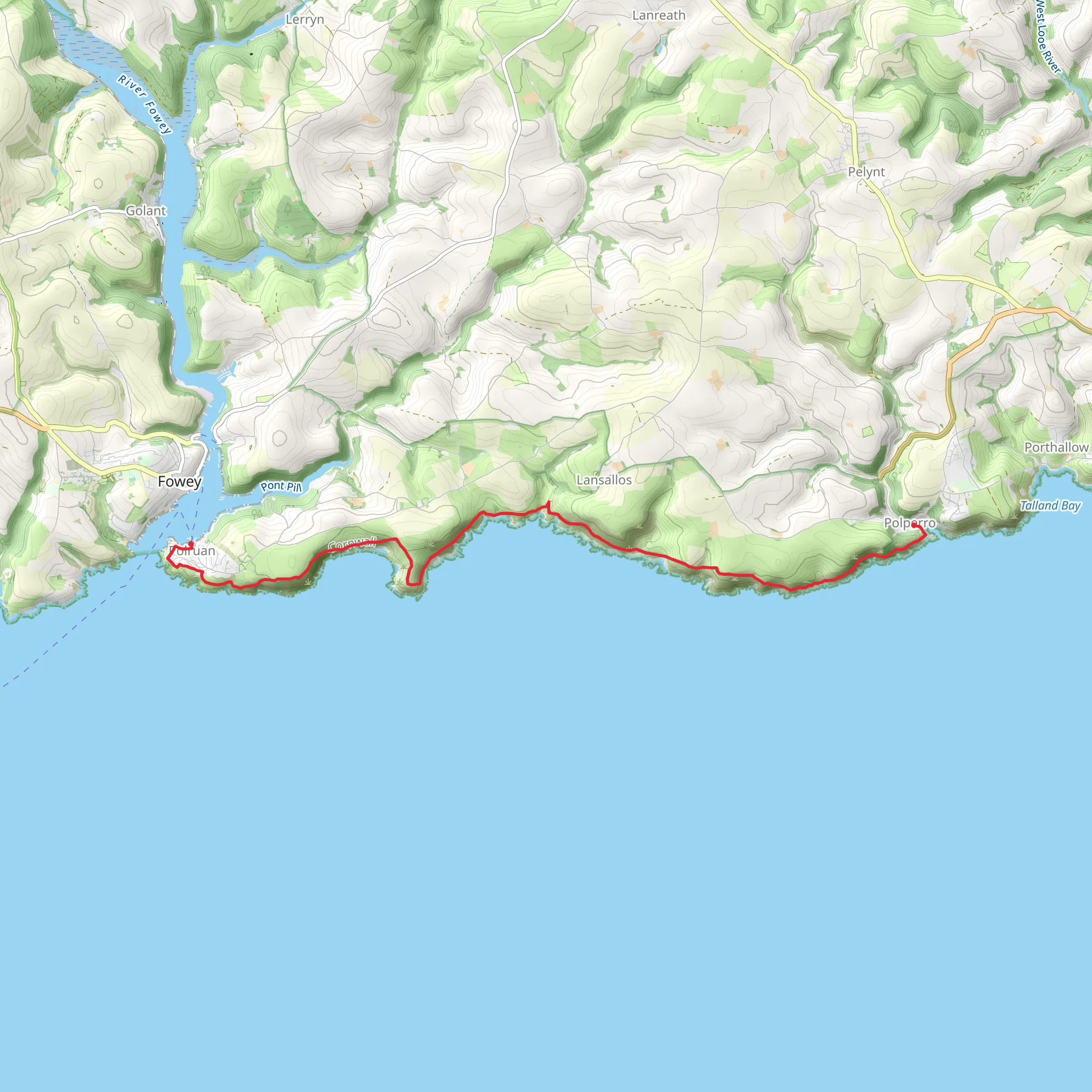 Polperro to Polruan Walk mobile static map