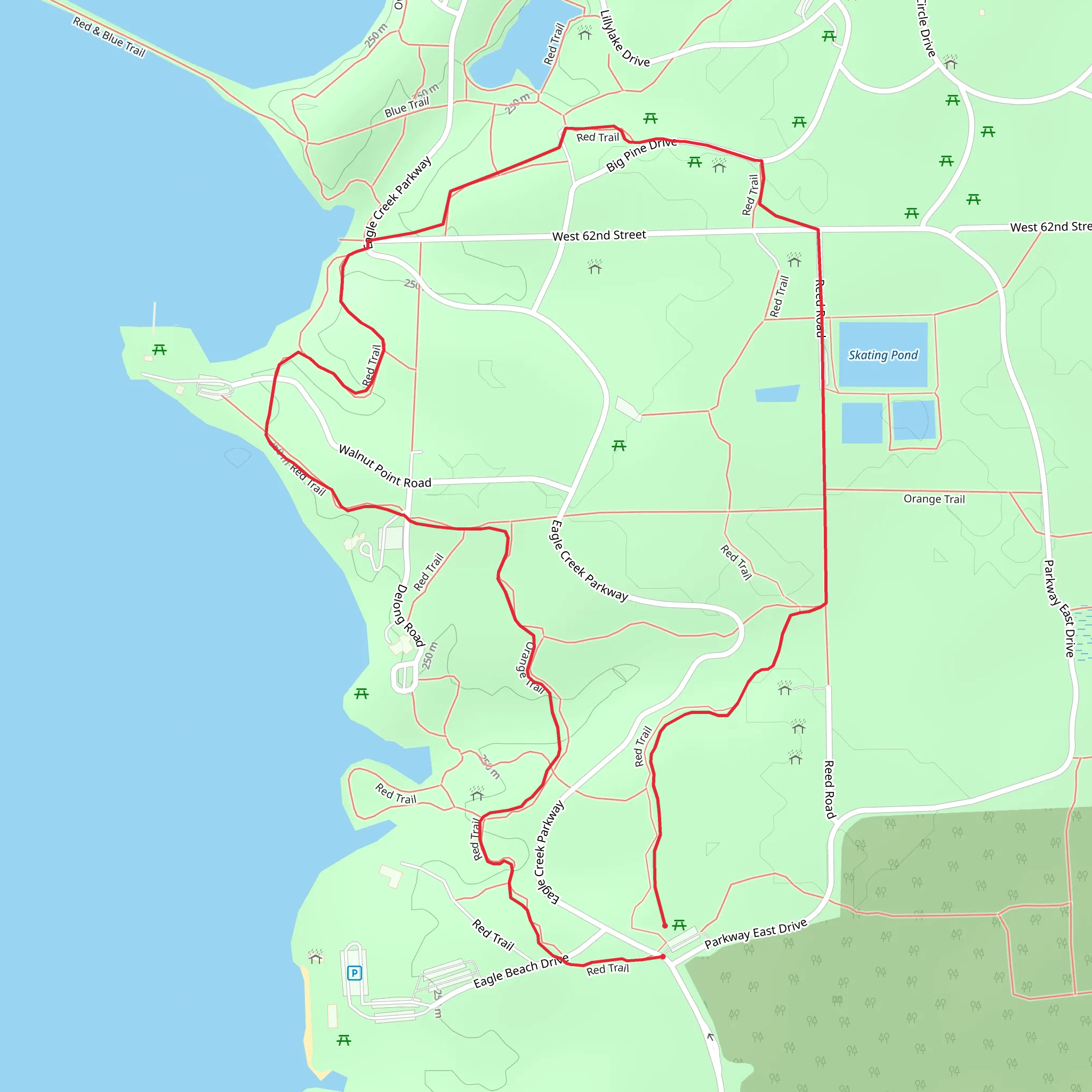 Red and Skating Pond Loop Trail mobile static map