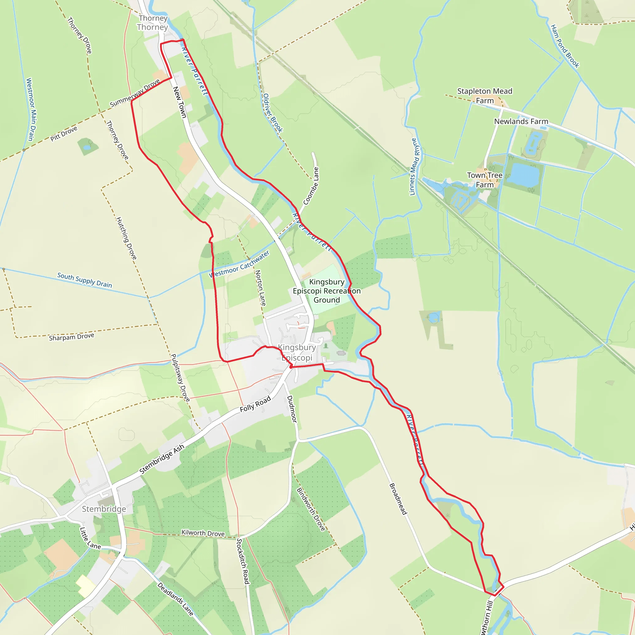 River Parrett Trail and Kingsbury Episcopi Loop mobile static map