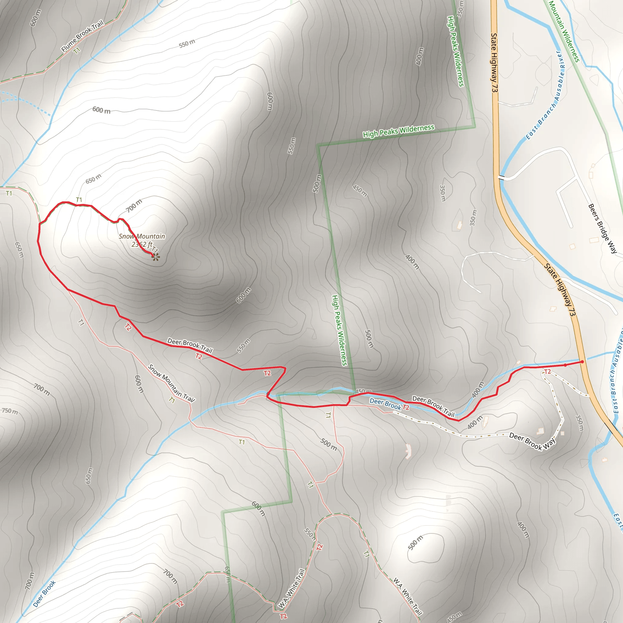 Snow Mountain via Deer Brook Trail mobile static map