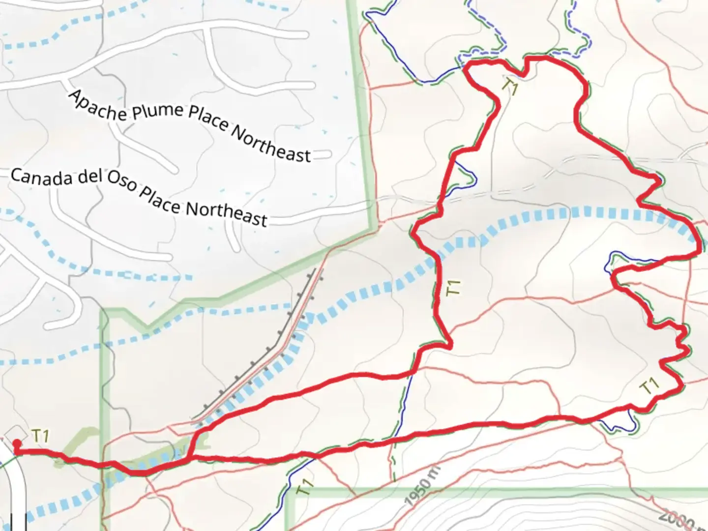 An image depicting the trail Bear Canyon Arroyo Loop and its surrounding area.