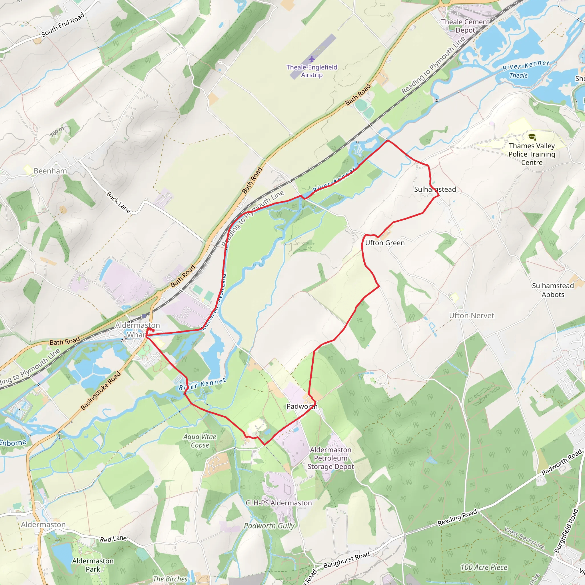 Aldermaston Wharf Loop mobile static map