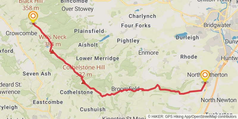 Blue Anchor to Widecombe in Moor via the Two Moors Way stage 3 Map