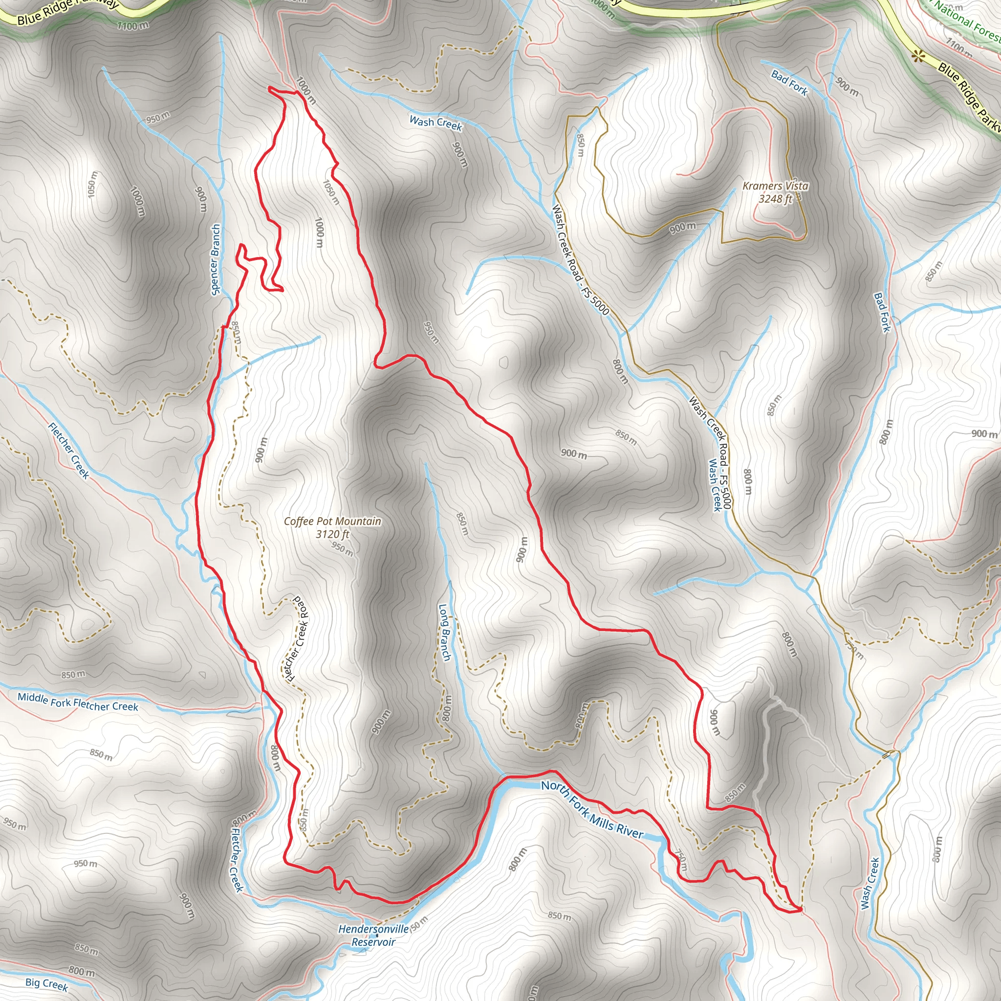 Trace Ridge and Fletcher Creek Trail Loop mobile static map