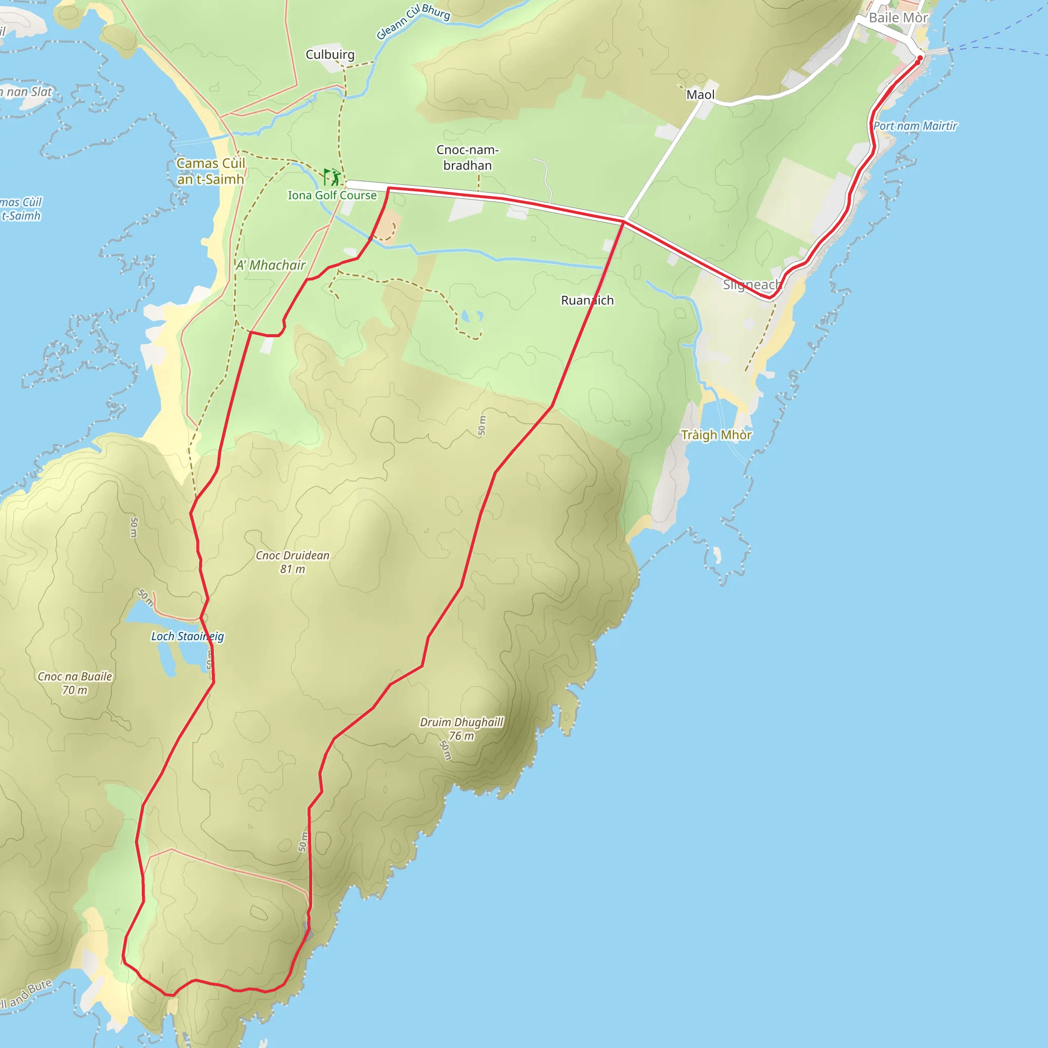 Iona - The South Loop via Baile Mor The Village mobile static map