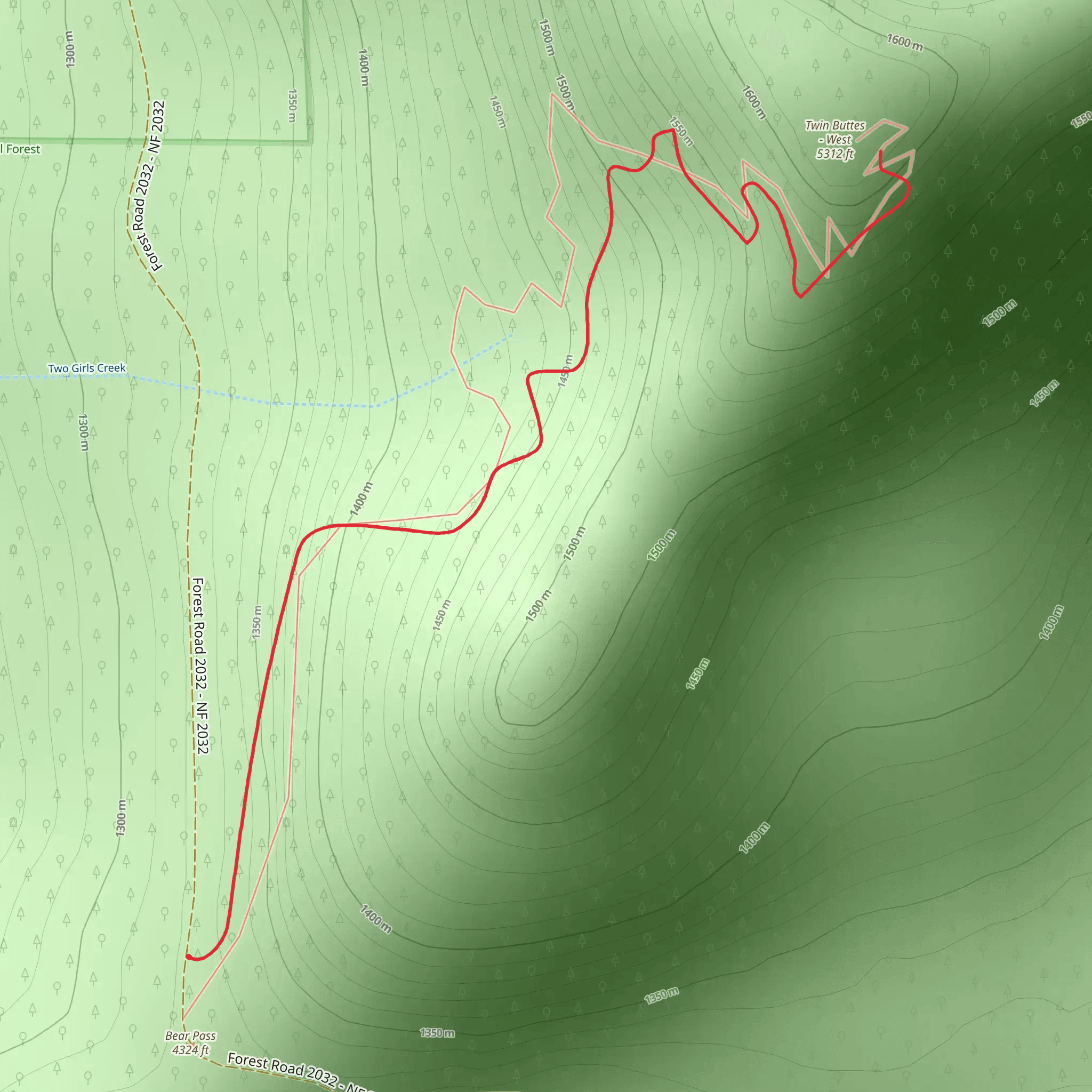 Twin Buttes Trail mobile static map