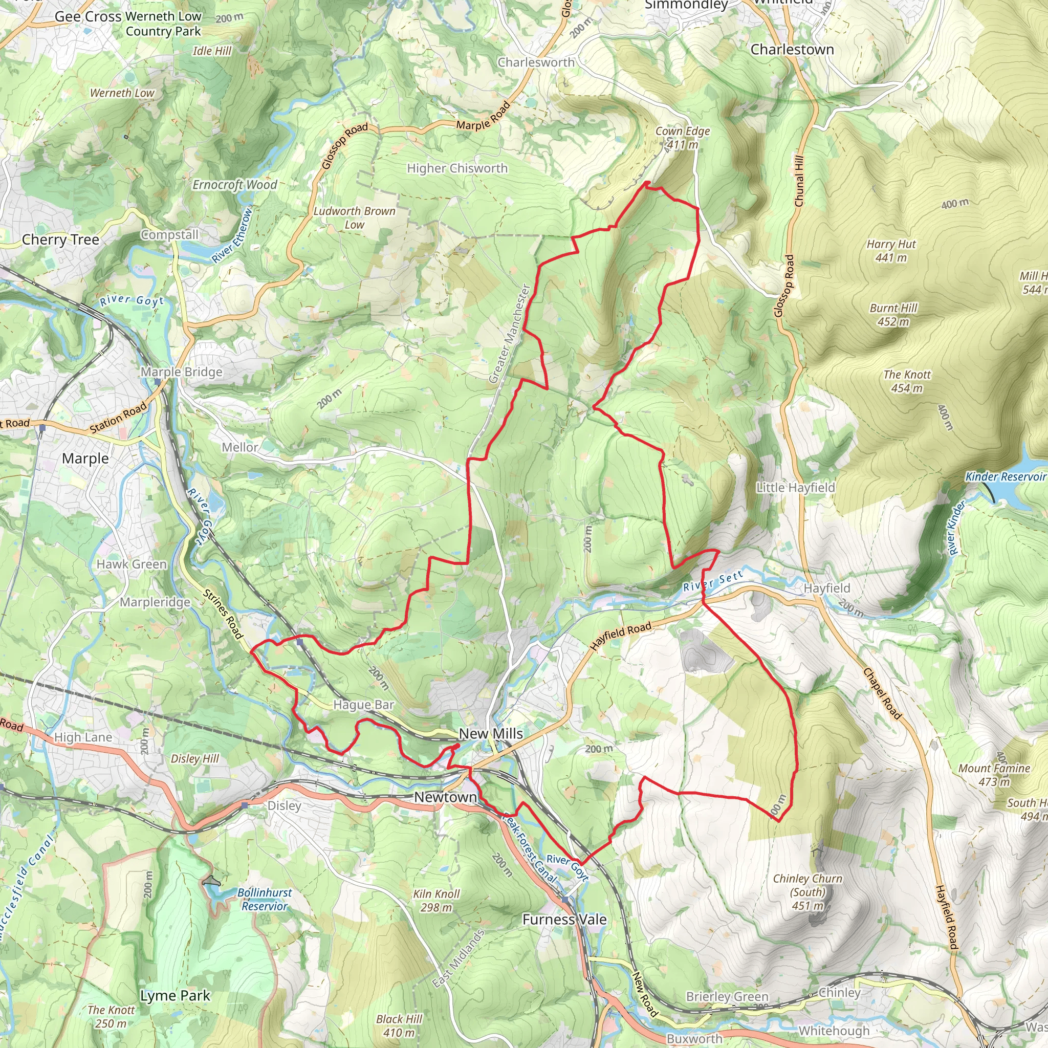 Parish Boundary Loop in Derbyshire mobile static map