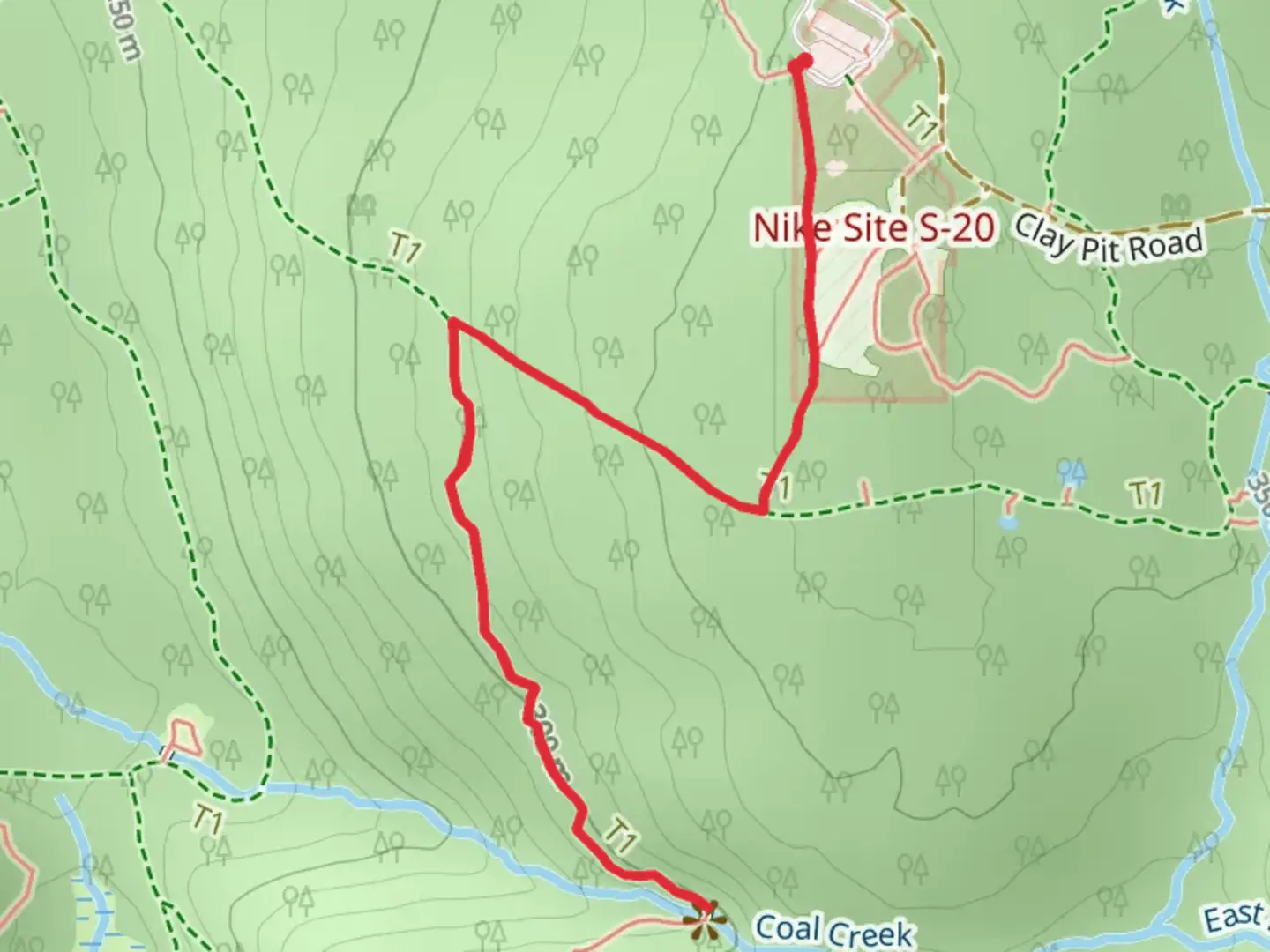 An image depicting the trail Coal Creek Falls via Cave Hole Trail and its surrounding area.