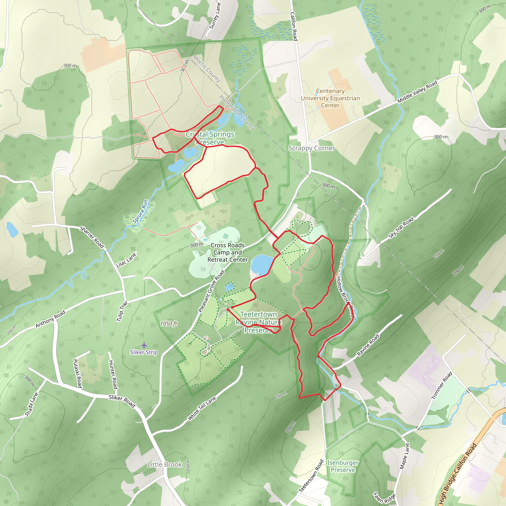 Cross Roads Camp and Retreat Center, Blue and White Loop Trail mobile static map