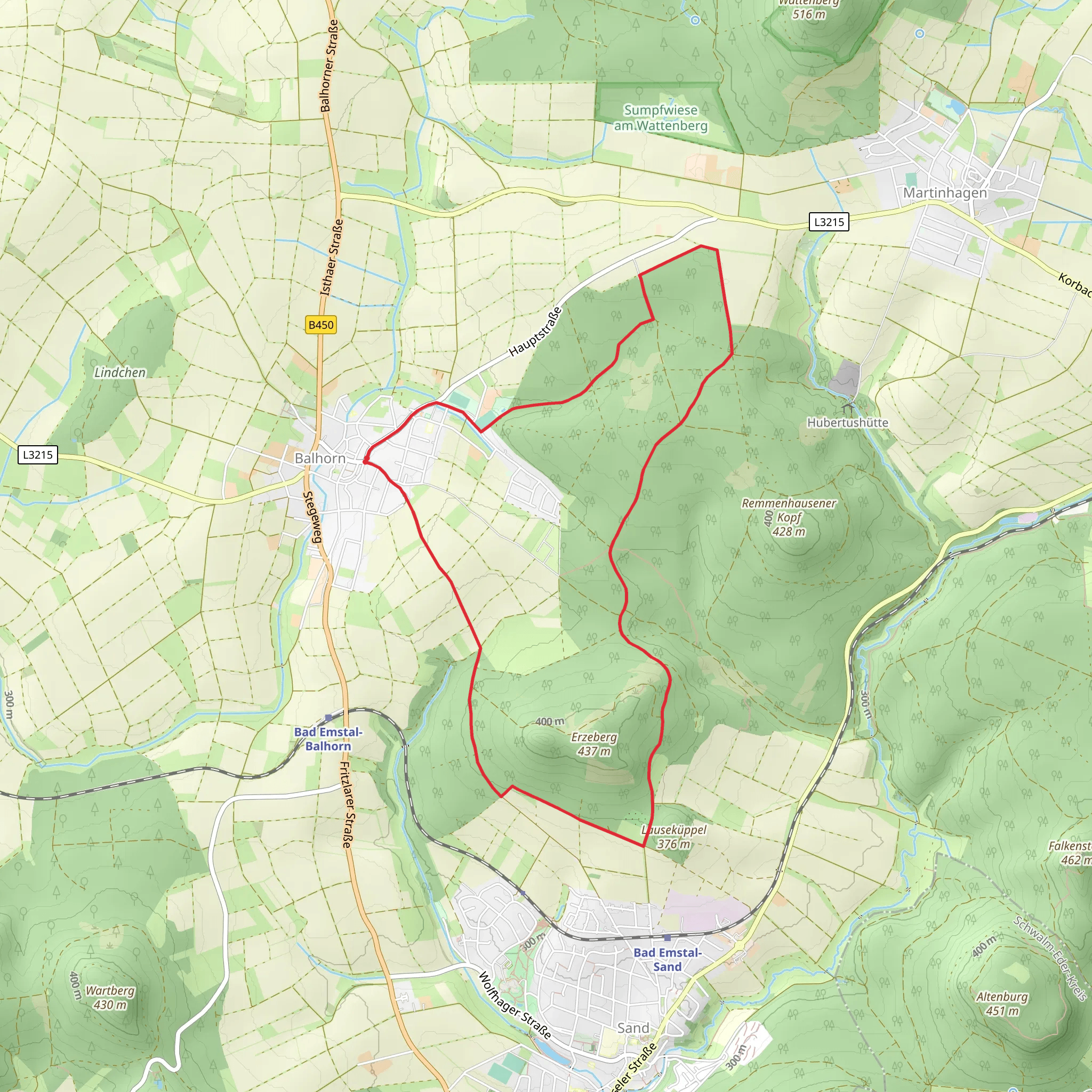 Bad Emstal - Balhorn and Lindchenweg mobile static map
