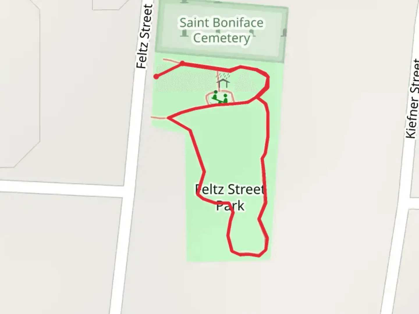 An image depicting the trail Feltz Street Park Loop and its surrounding area.