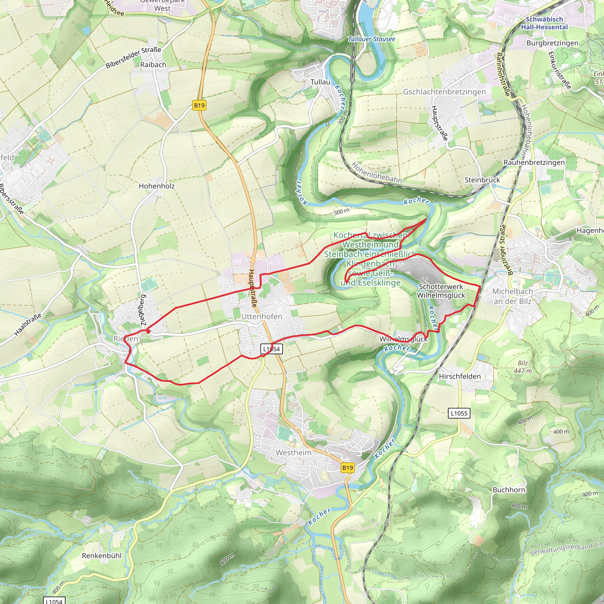 Kocher via Alter Kochersteg mobile static map