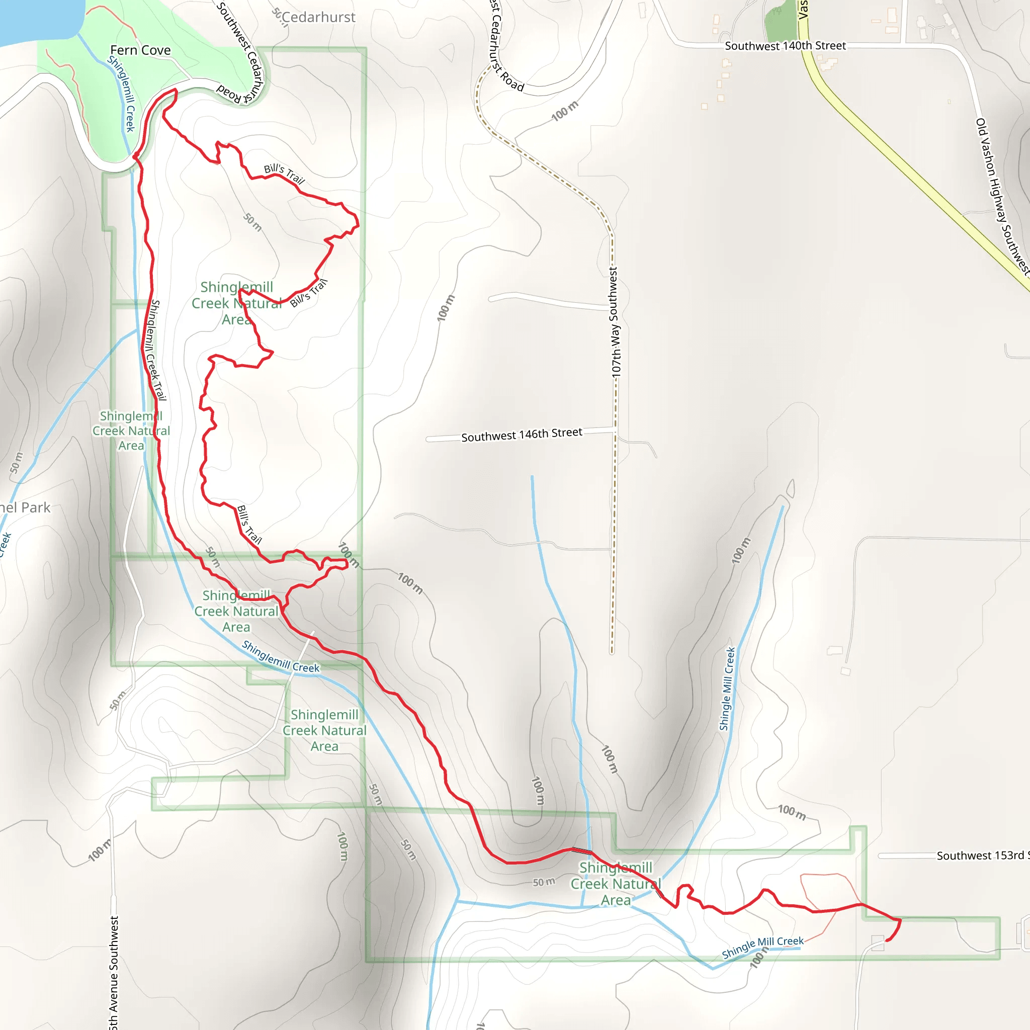 Shinglemill Creek and Bill's Loop Trail mobile static map
