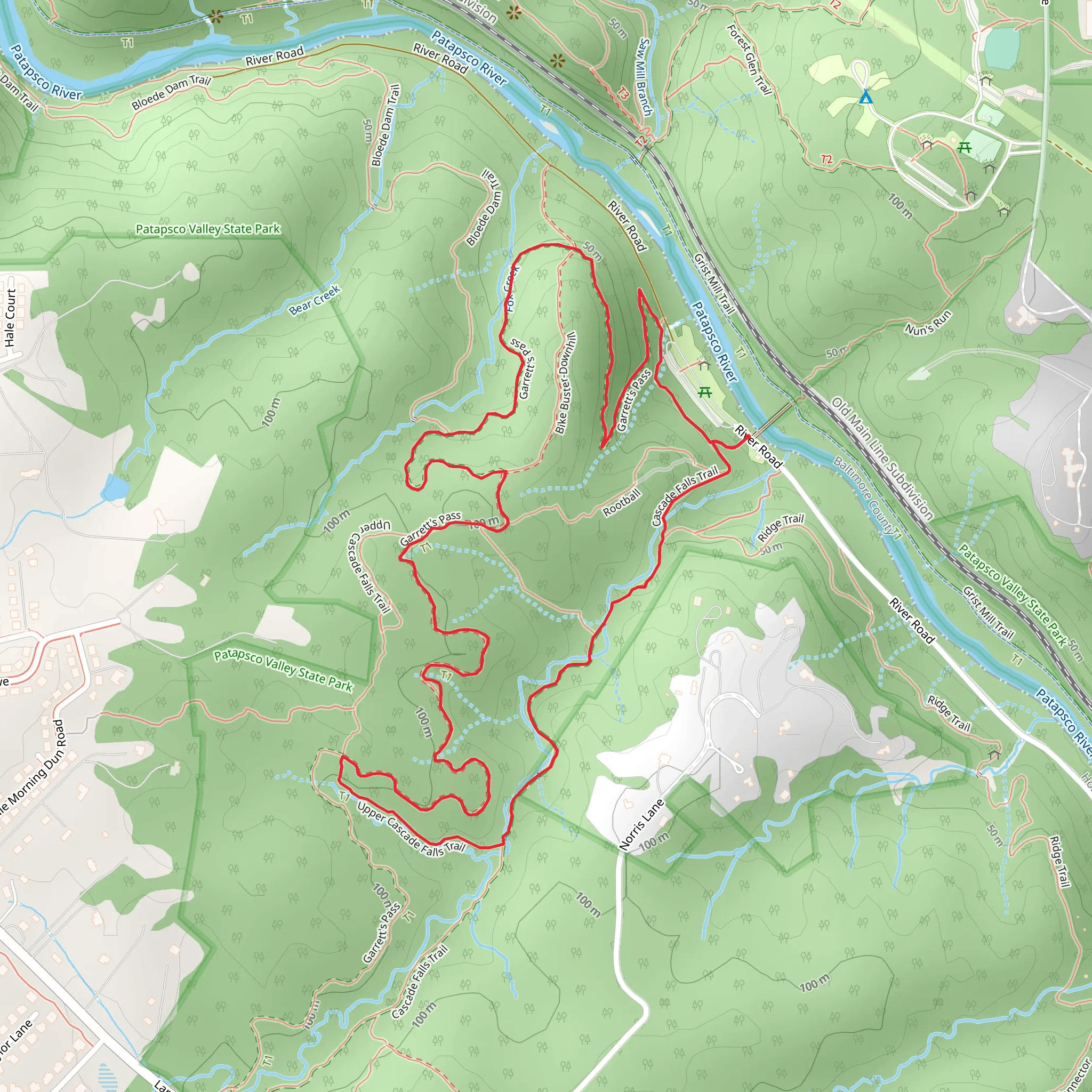 Garrett's Pass - Cascade Falls Loop Trail mobile static map