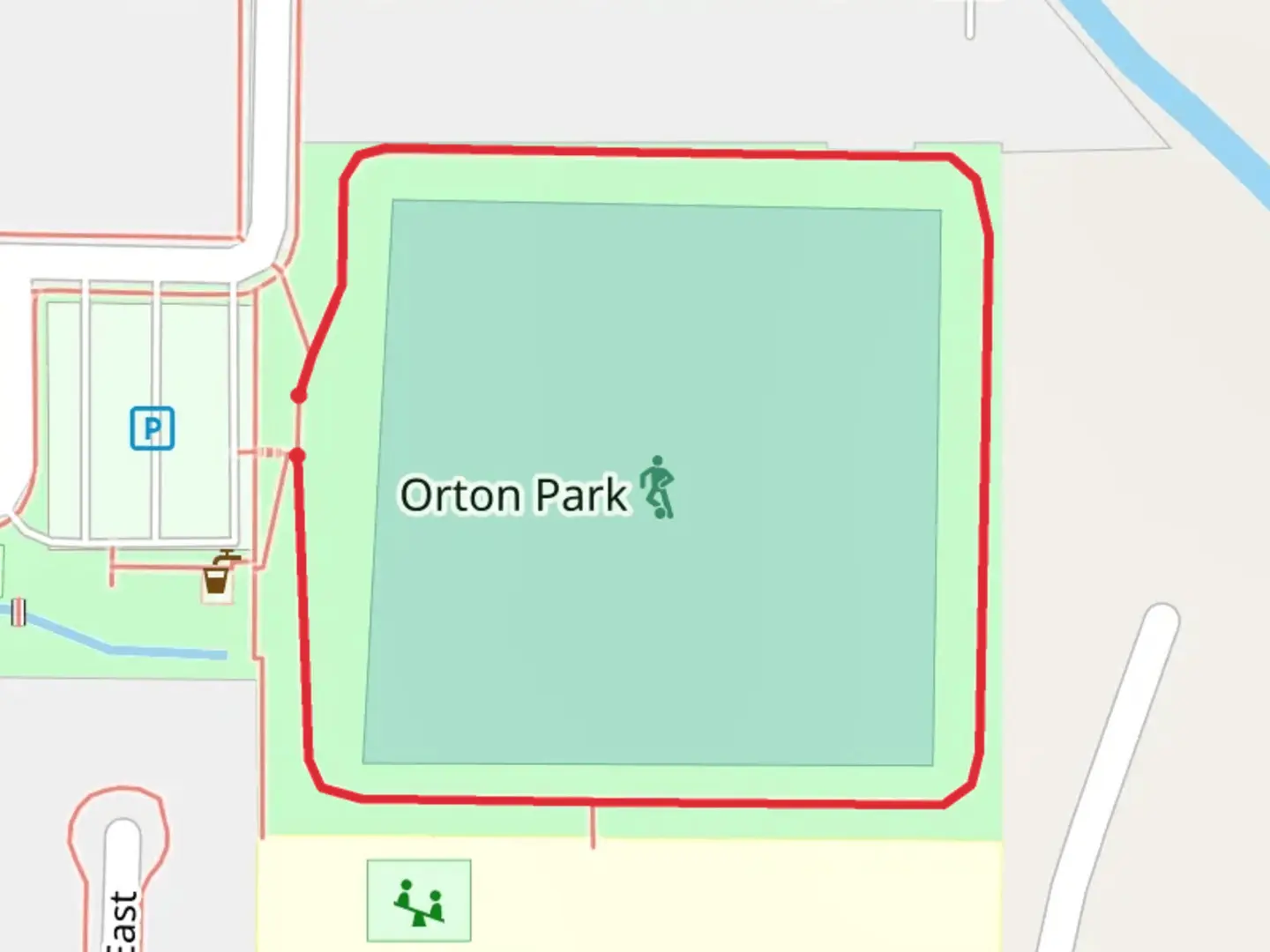 An image depicting the trail Green Acres Park Loop and its surrounding area.