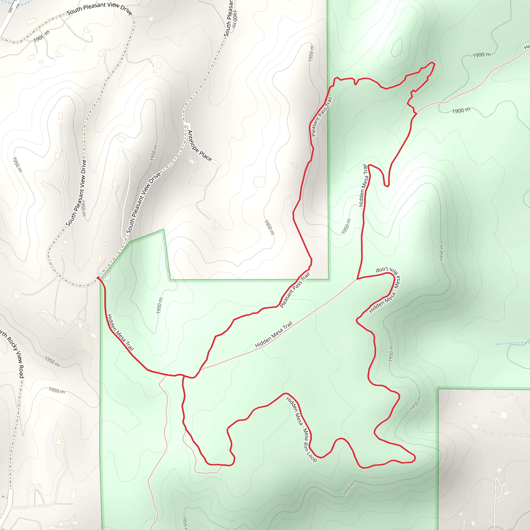 Hidden Mesa, Pleasant Pass and Hidden Mesa - Mesa Rim Loop Trail mobile static map