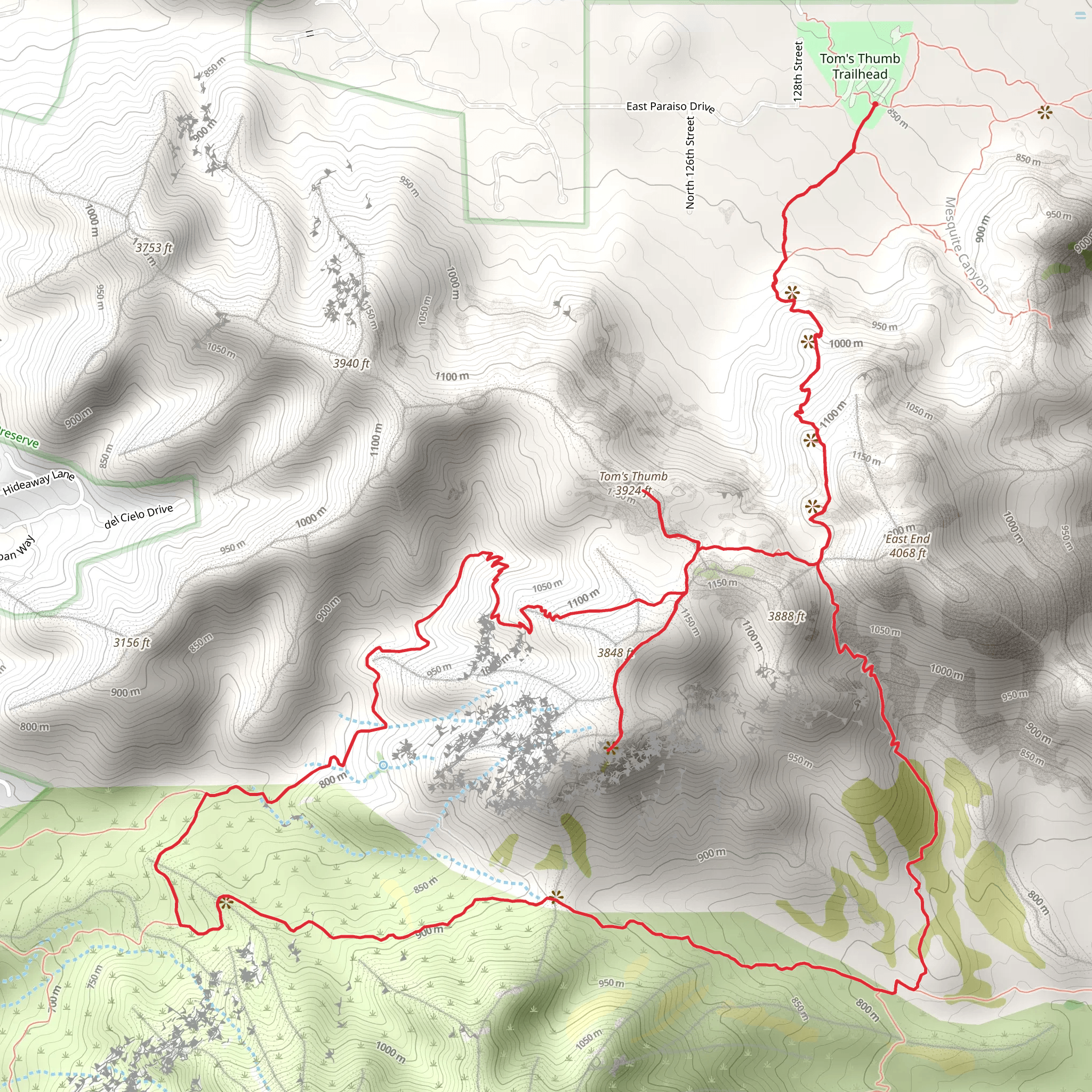 Tom's Thumb and East End Loop TrailLoop mobile static map