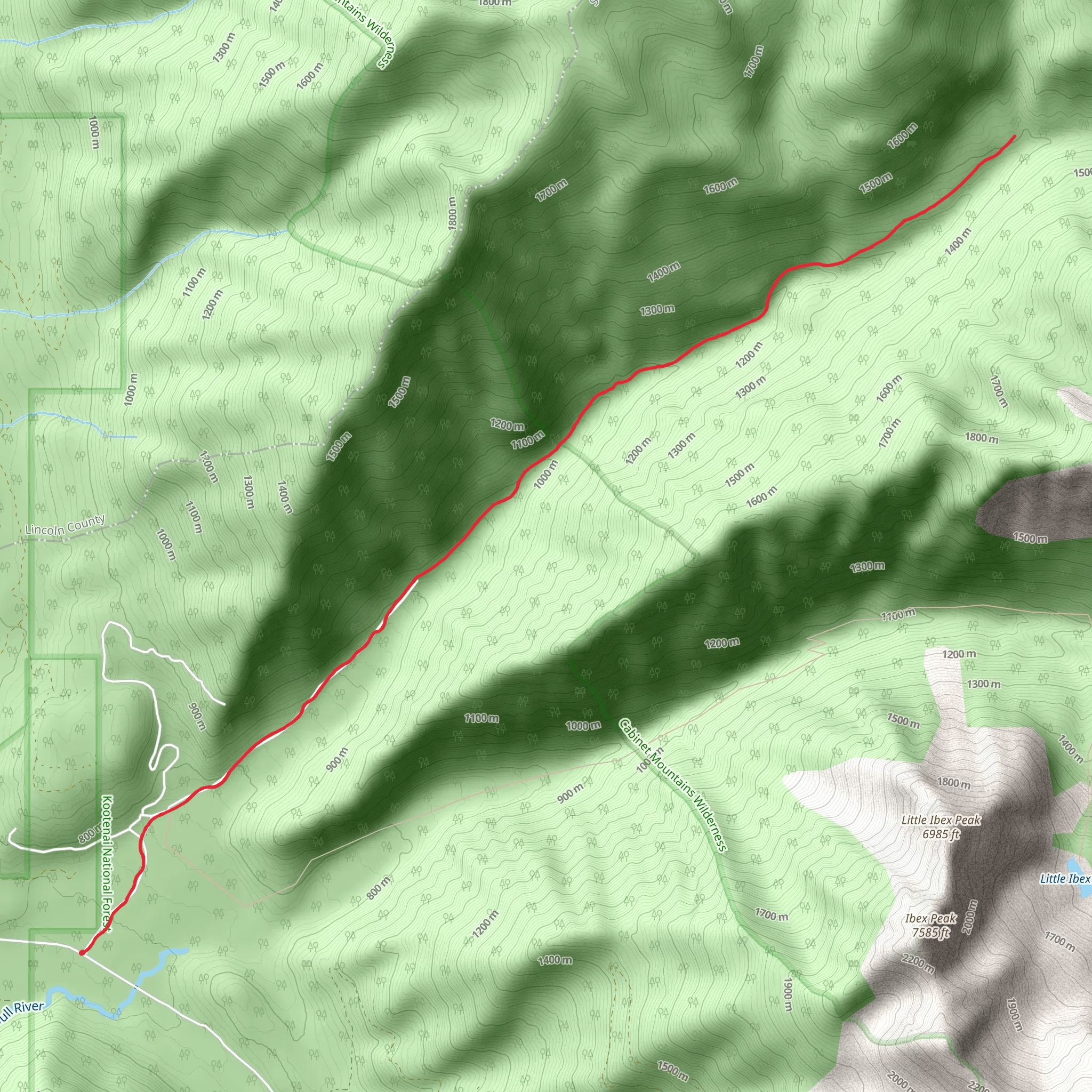 North Fork Bull River Trail mobile static map