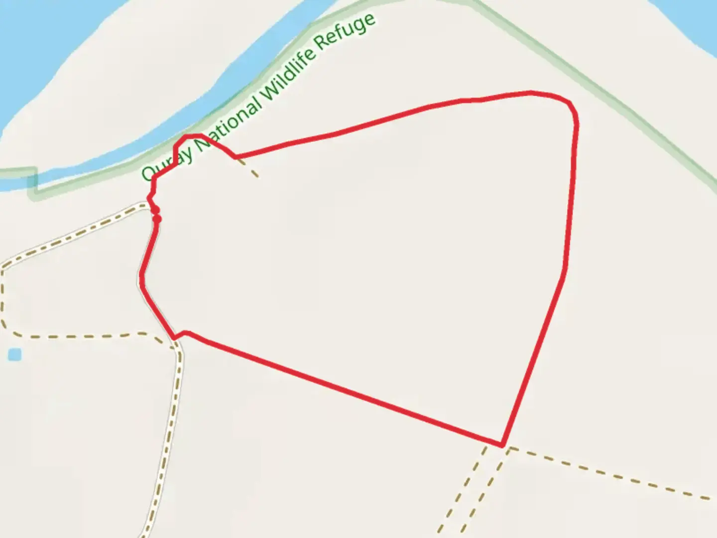 An image depicting the trail Loop beside Ouray National Fish Hatchery and its surrounding area.