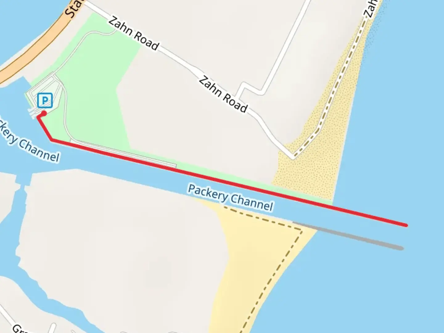 An image depicting the trail North Jetty via Packery Channel and its surrounding area.