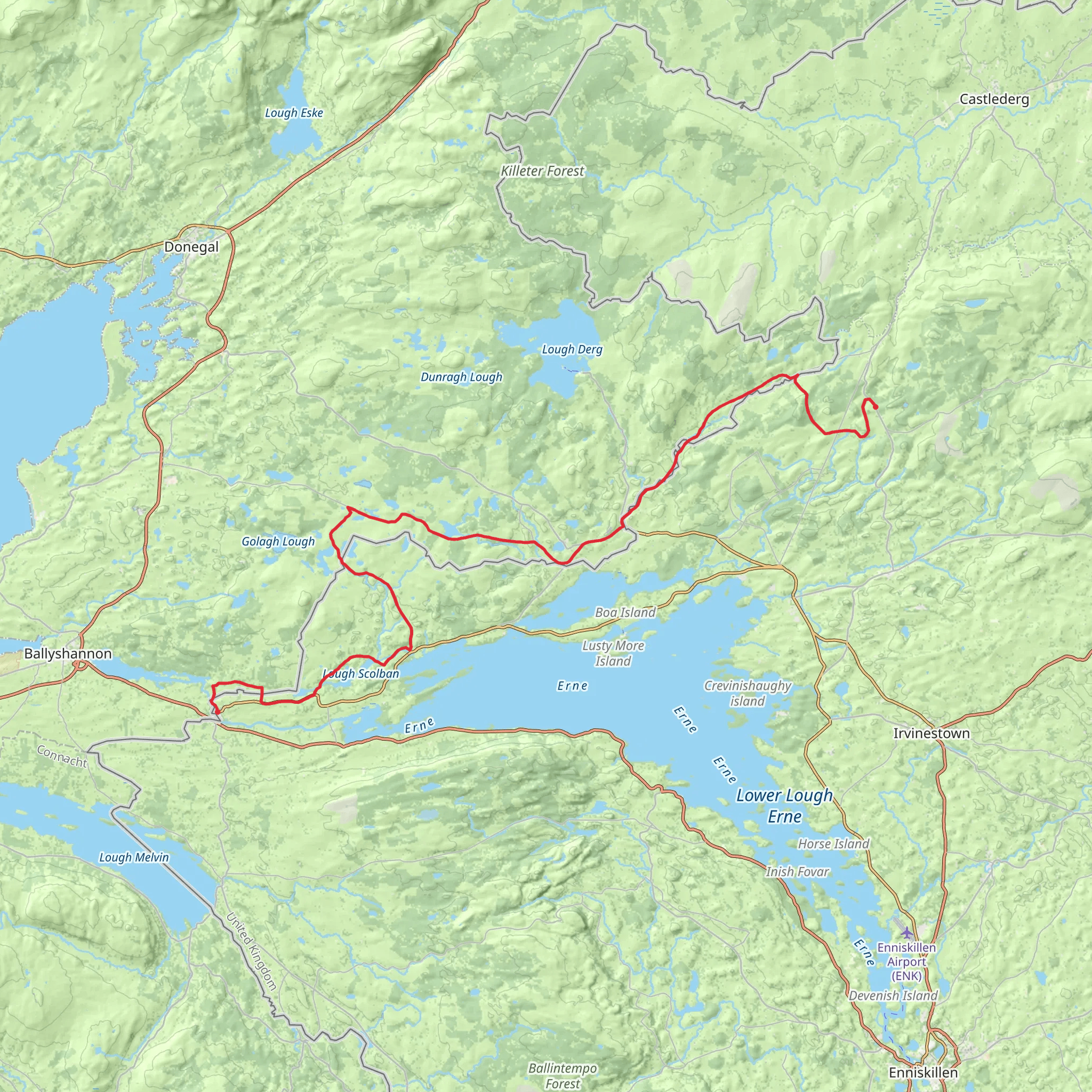 Belleek to Lough Bradan mobile static map