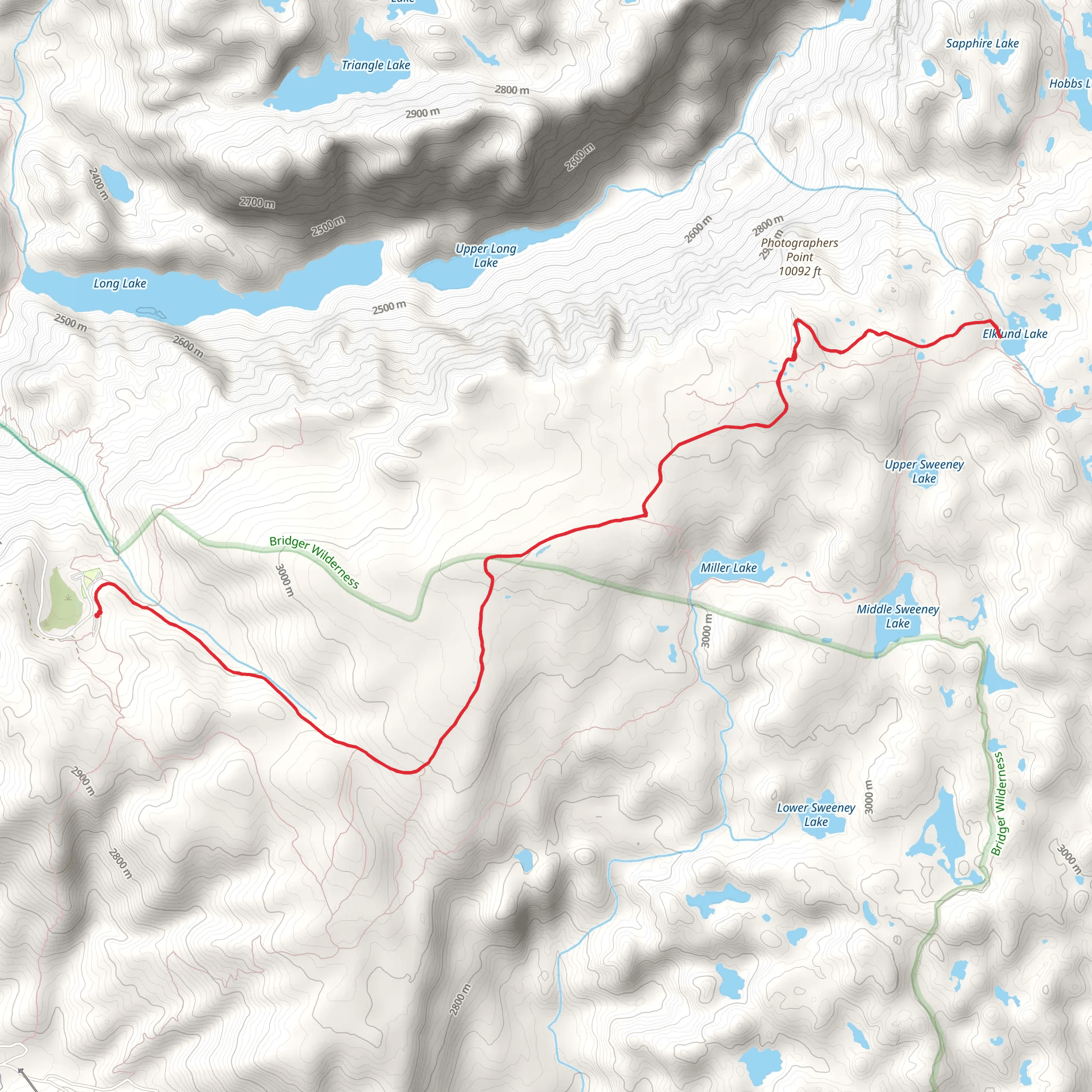 Elklund Lake via Pole Creek Trail mobile static map