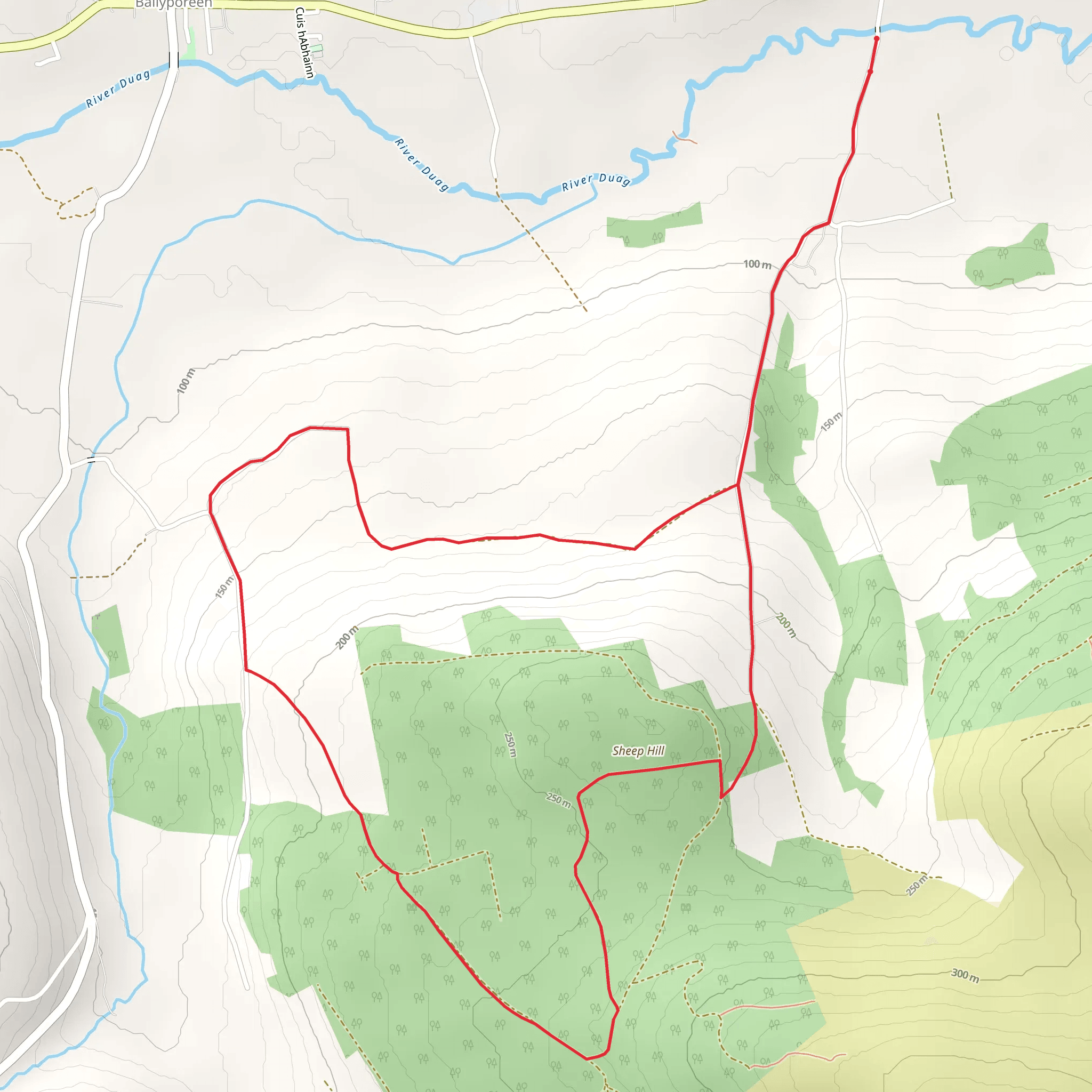Knockmealdowns Trails - Sheep Hill Loop mobile static map