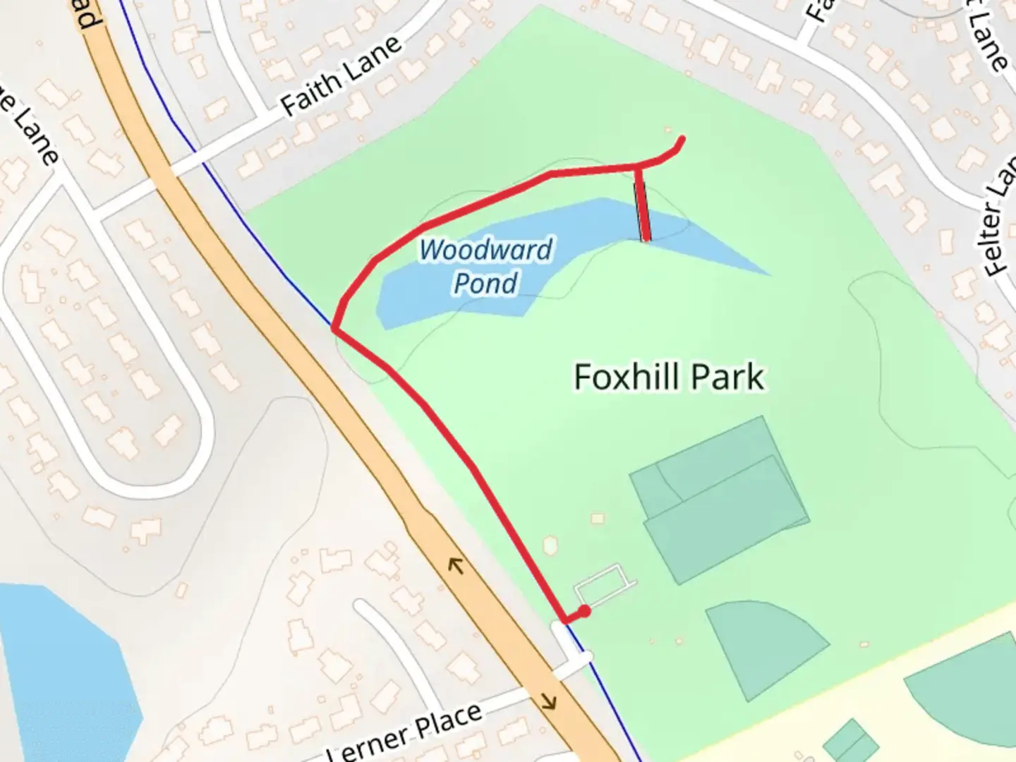 An image depicting the trail Woodward Pond and its surrounding area.