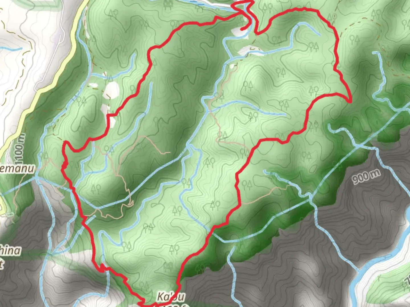 An image depicting the trail Canyon, Waininiua and Halemanu-Kōkeʻe Loop Trail and its surrounding area.