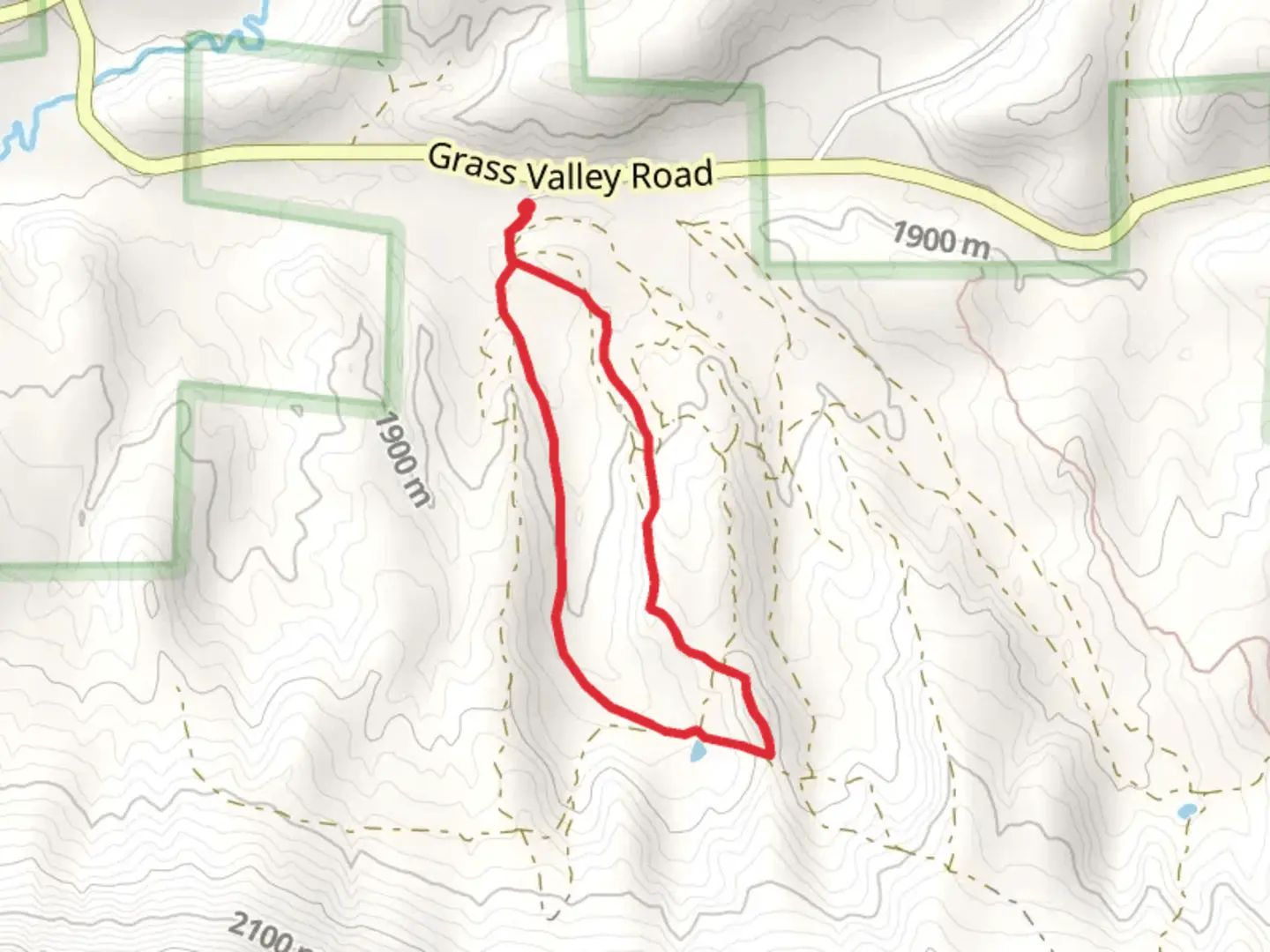 An image depicting the trail Loop above Dry Rifle Creek and its surrounding area.