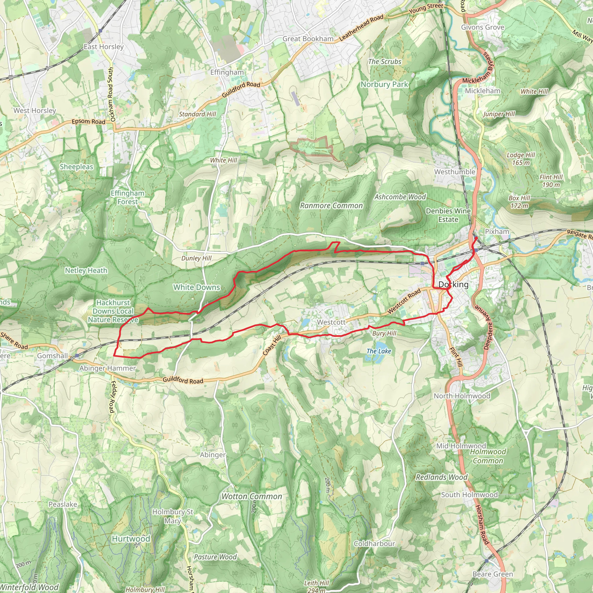 Abinger Roughs Nature Trail and North Downs Way mobile static map