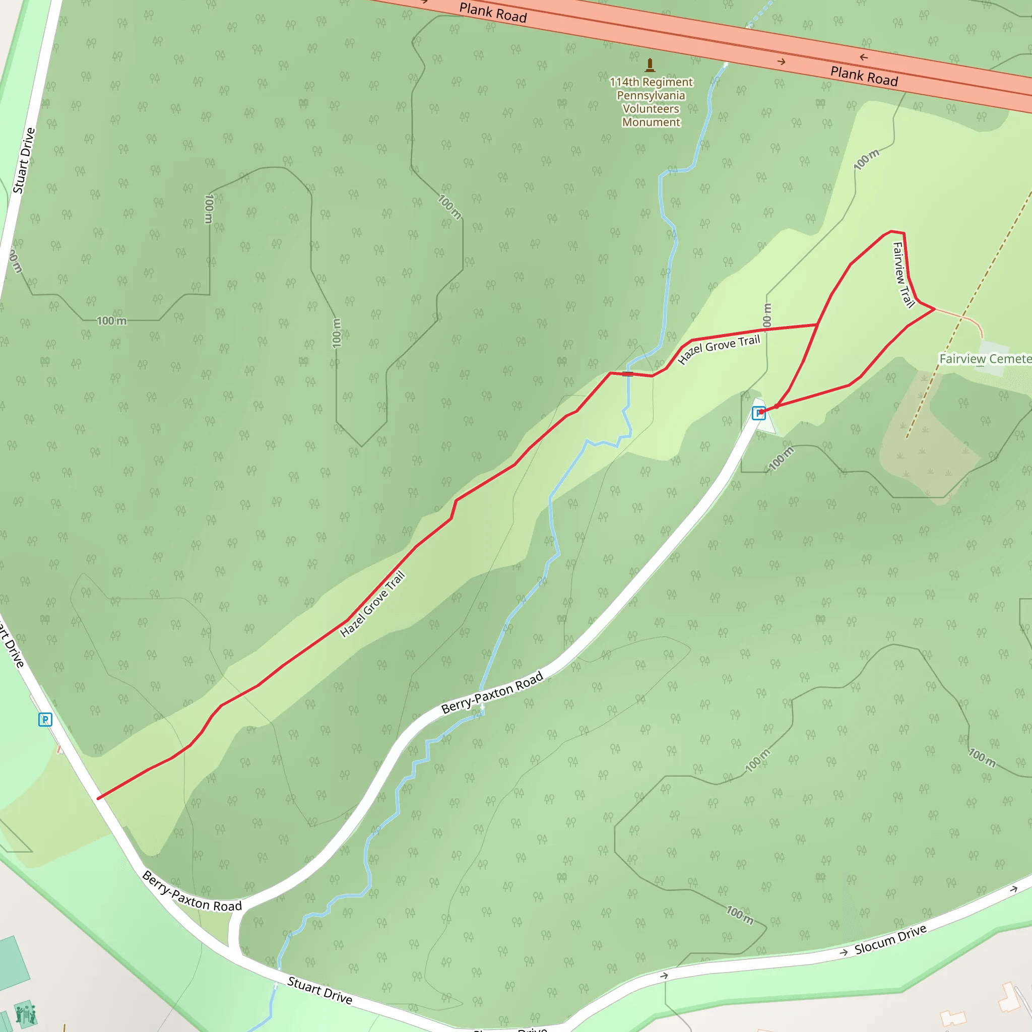 Hazel Grove Trail and Fairview Trail mobile static map