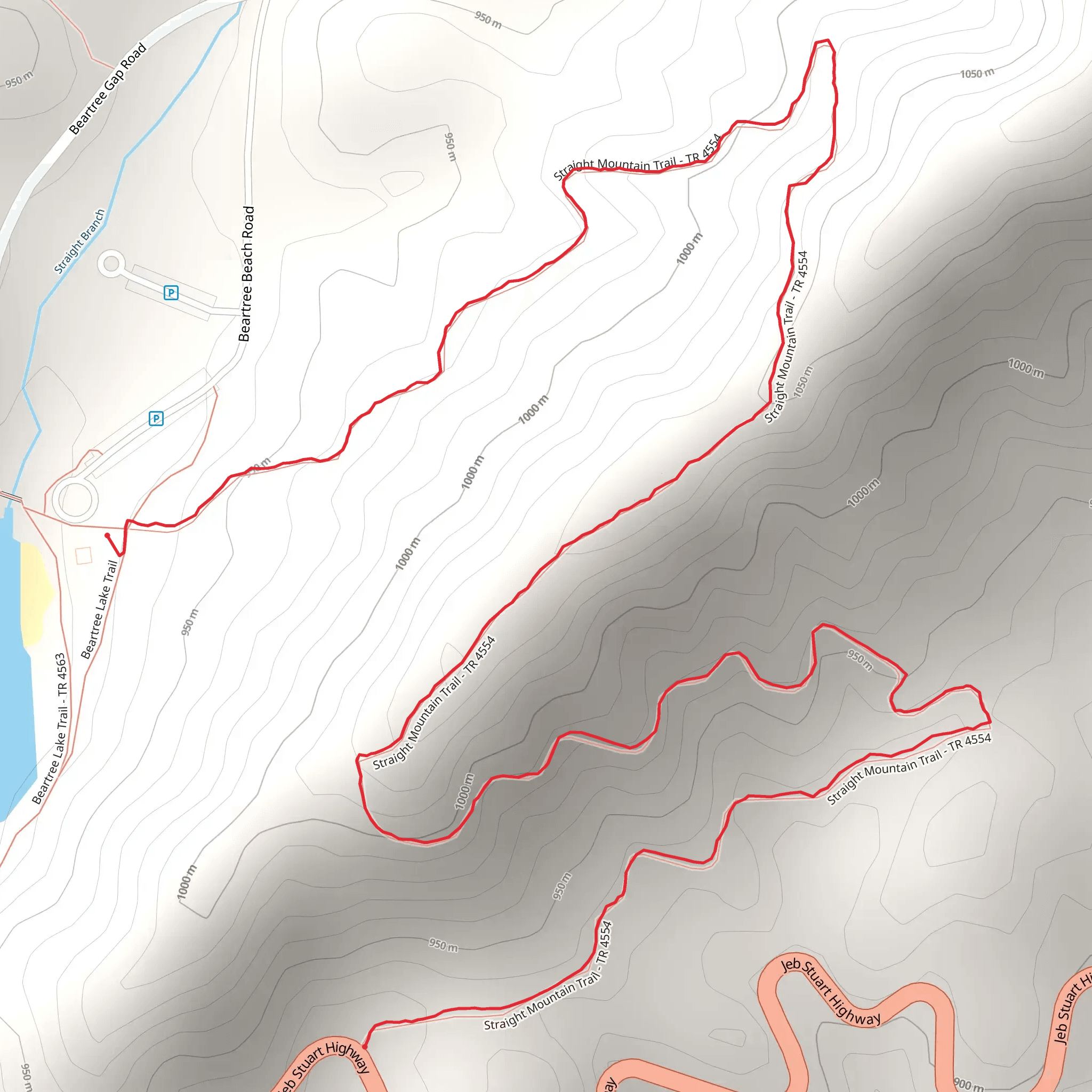Straight Mountain Trail mobile static map