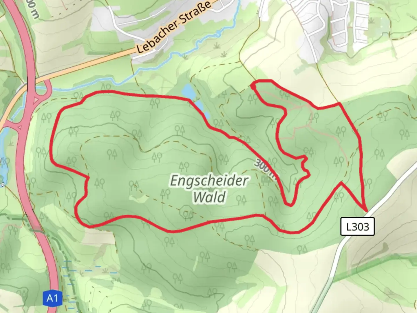 An image depicting the trail Engscheiderweg Loop and its surrounding area.