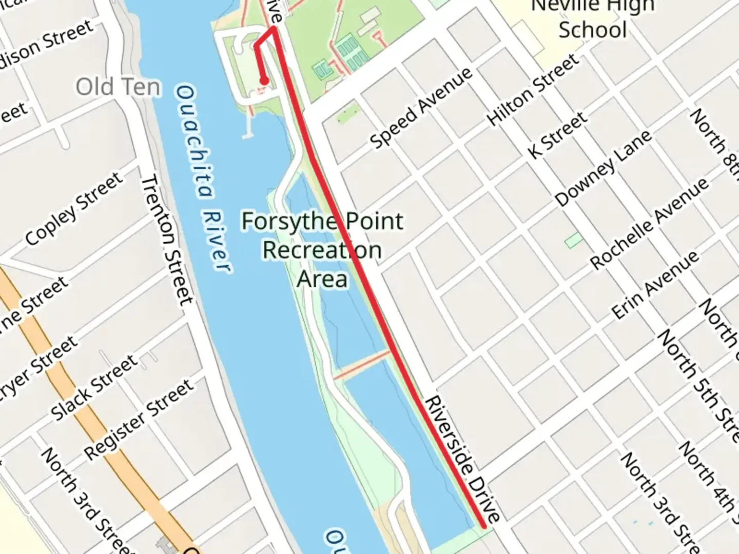 An image depicting the trail Forsythe Point Recreation Area Out and Back and its surrounding area.