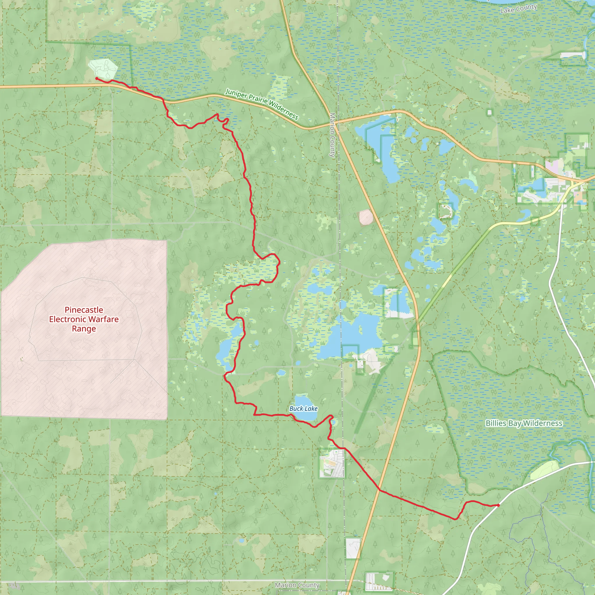 Florida Trail from Alexander Springs mobile static map