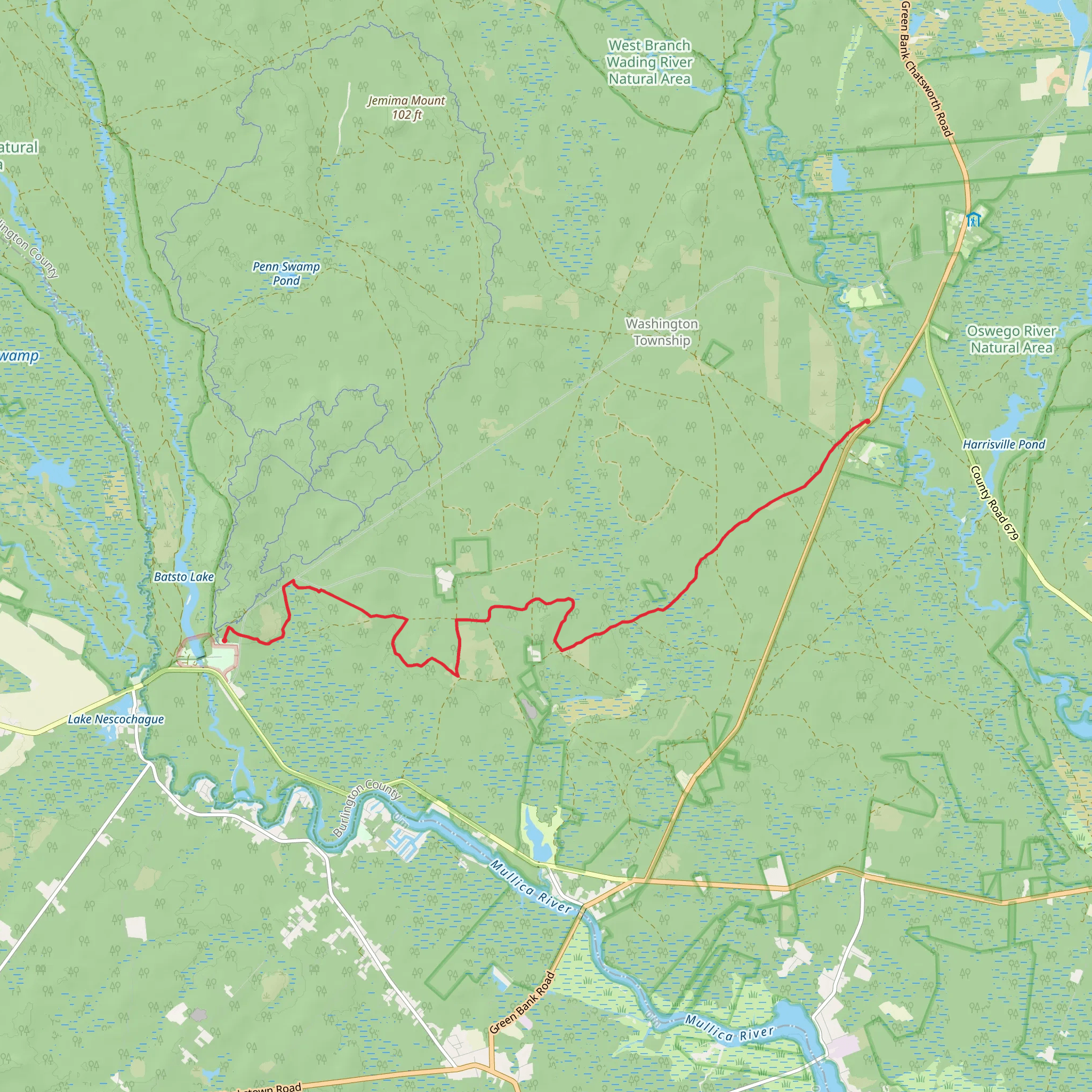 Batona Trail - Batsto mobile static map