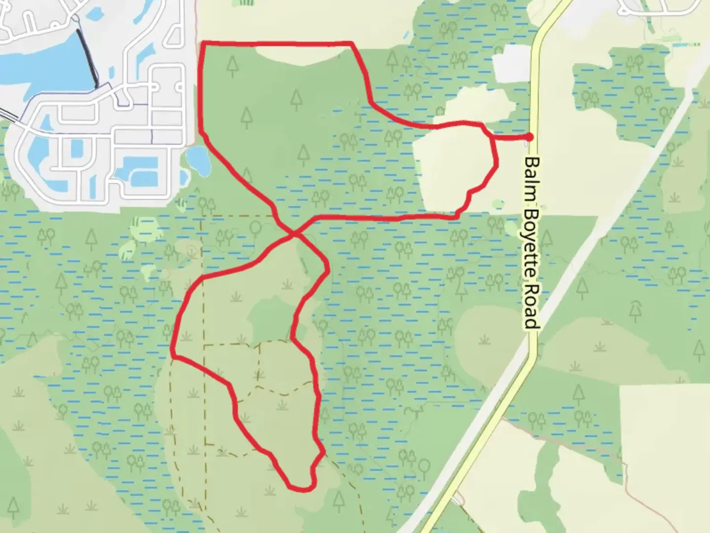 An image depicting the trail Balm Boyette Scrub Trail Loop and its surrounding area.