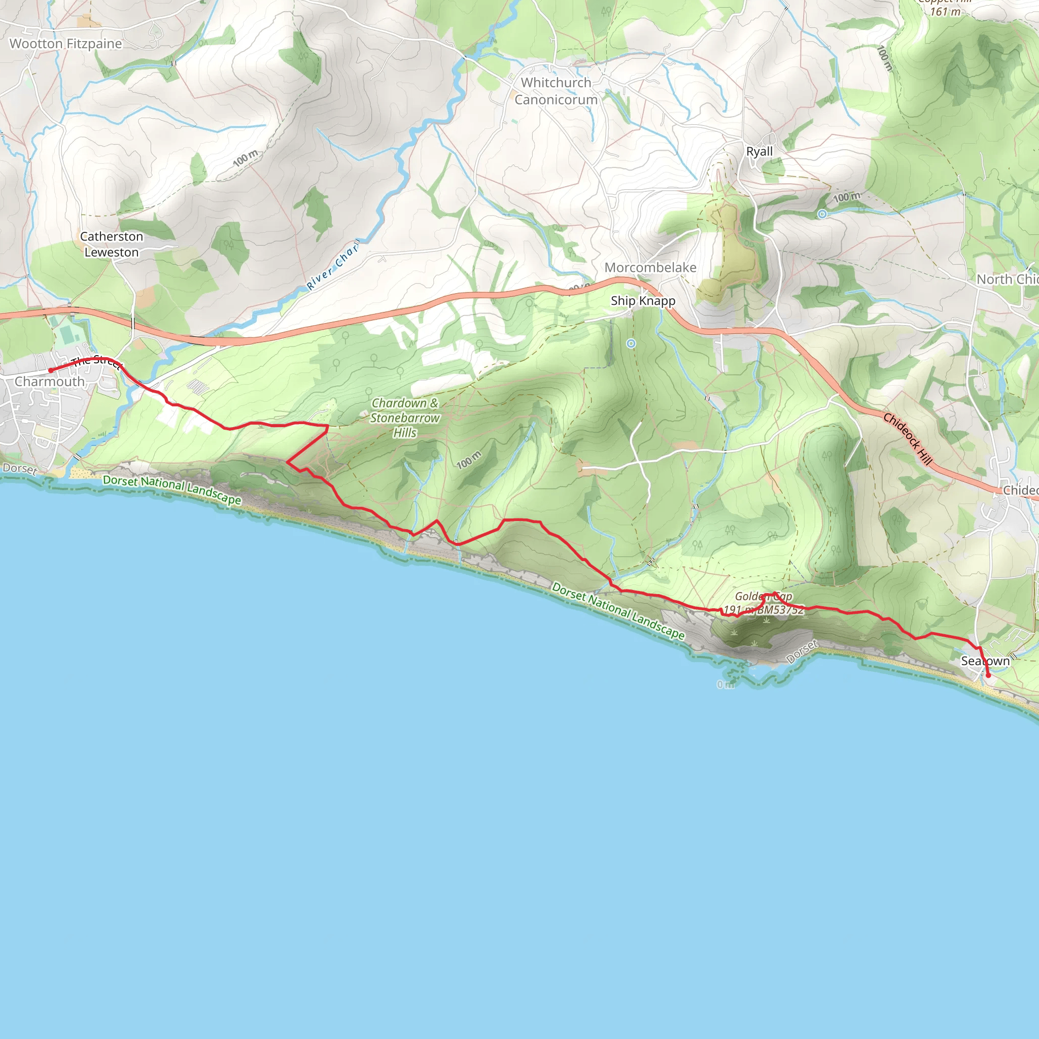 Highlands End - Seatown to Charmouth Walk mobile static map