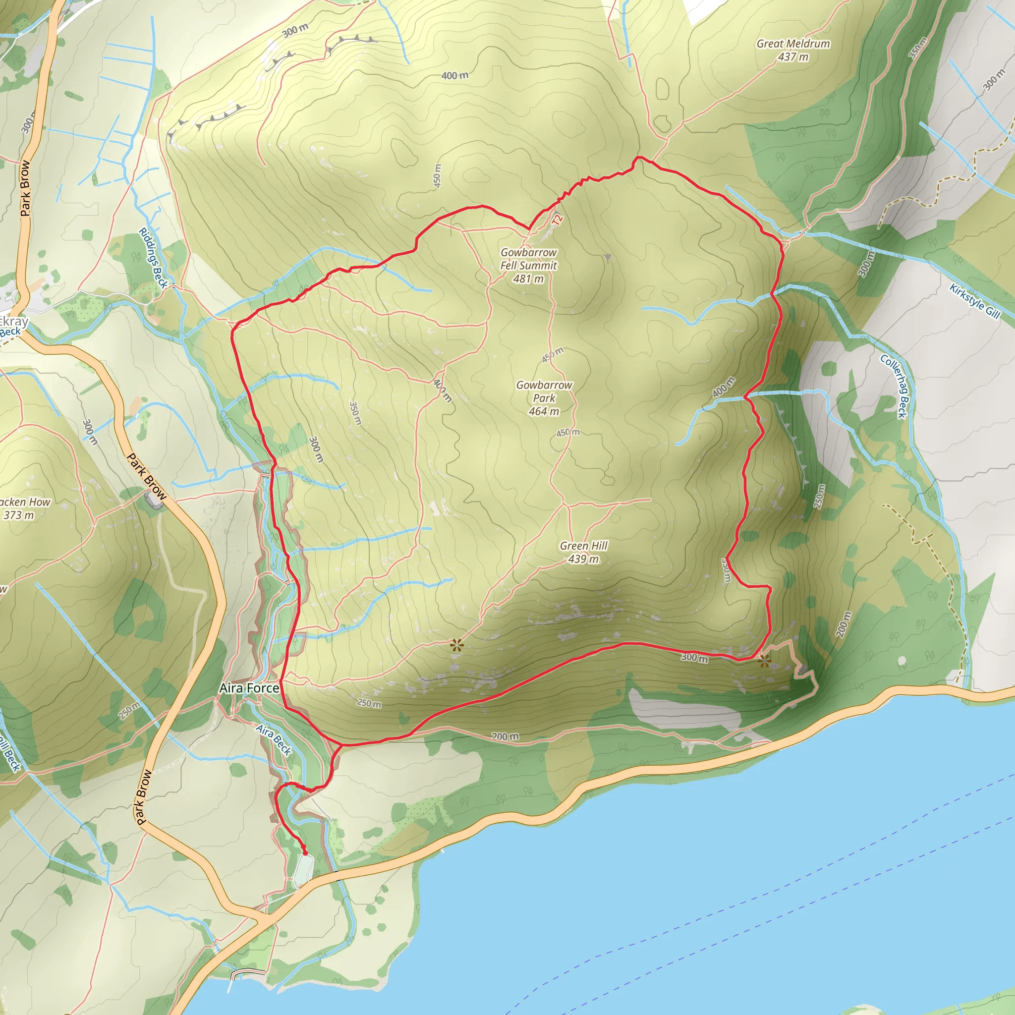 Gowbarrow Fell Loop from Aira mobile static map