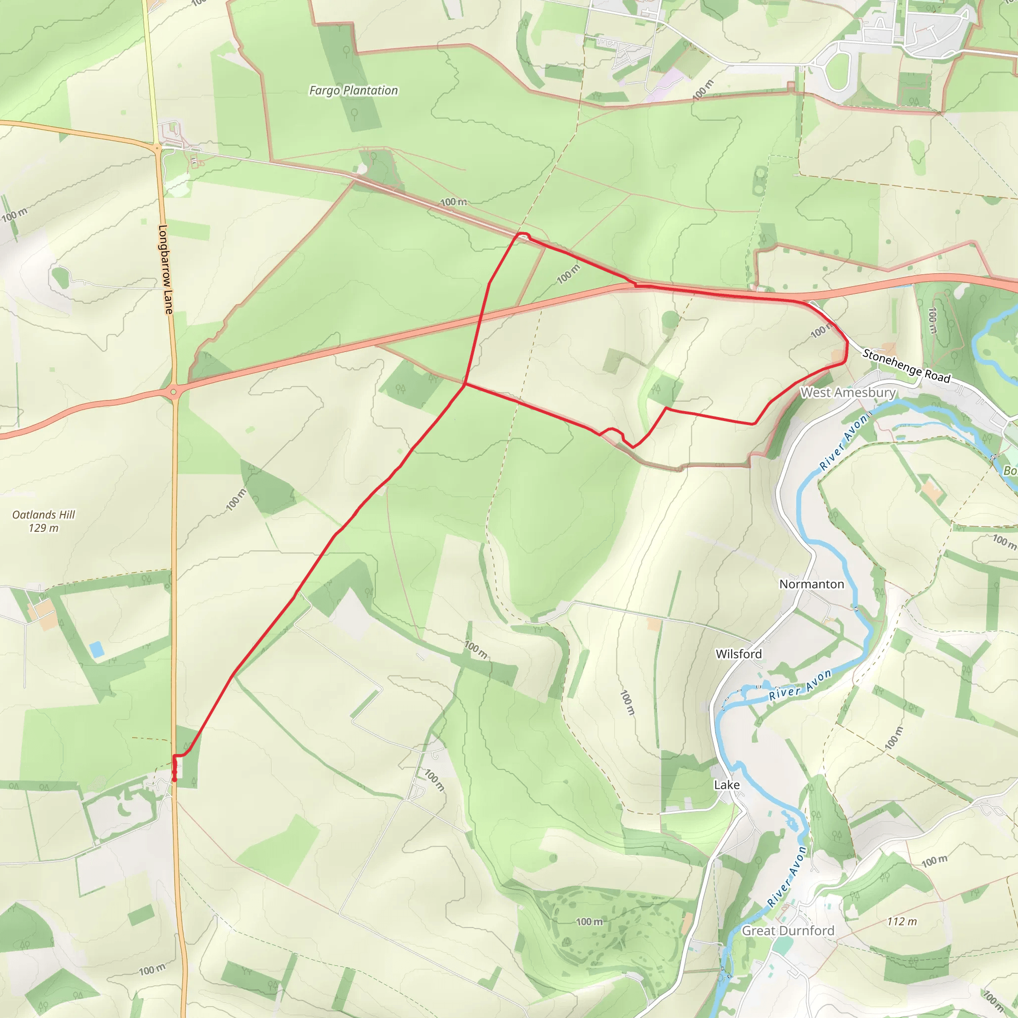 Stonehenge Loop from Druids Lodge mobile static map