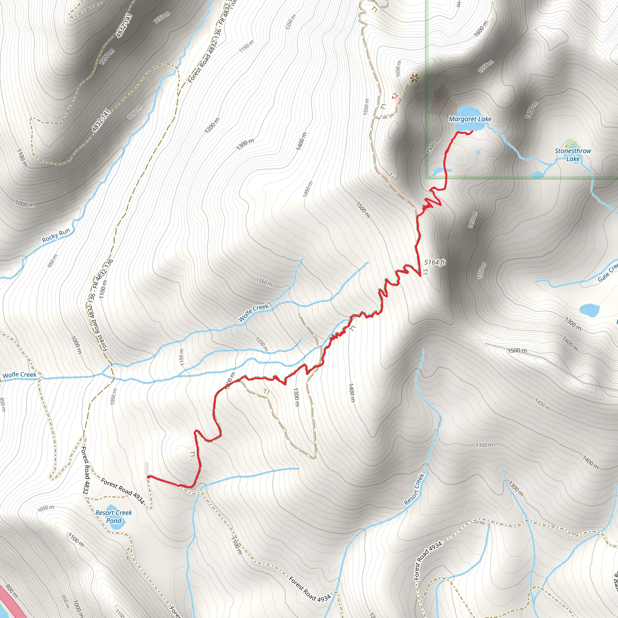 Margaret Lake via Lake Lillian Trail mobile static map