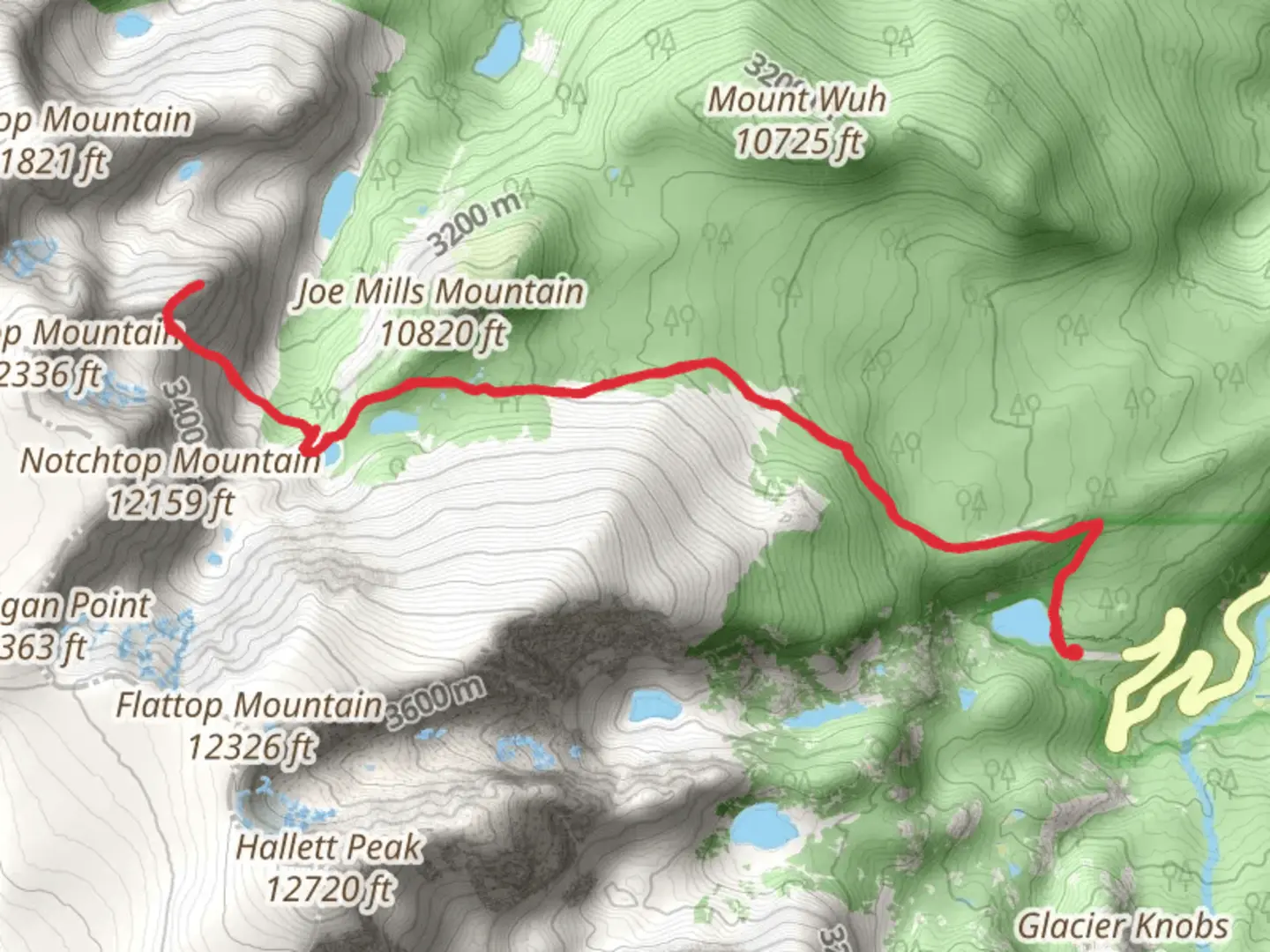 An image depicting the trail Little Matterhorn and Lake Helene via Fern Lake Trail and its surrounding area.