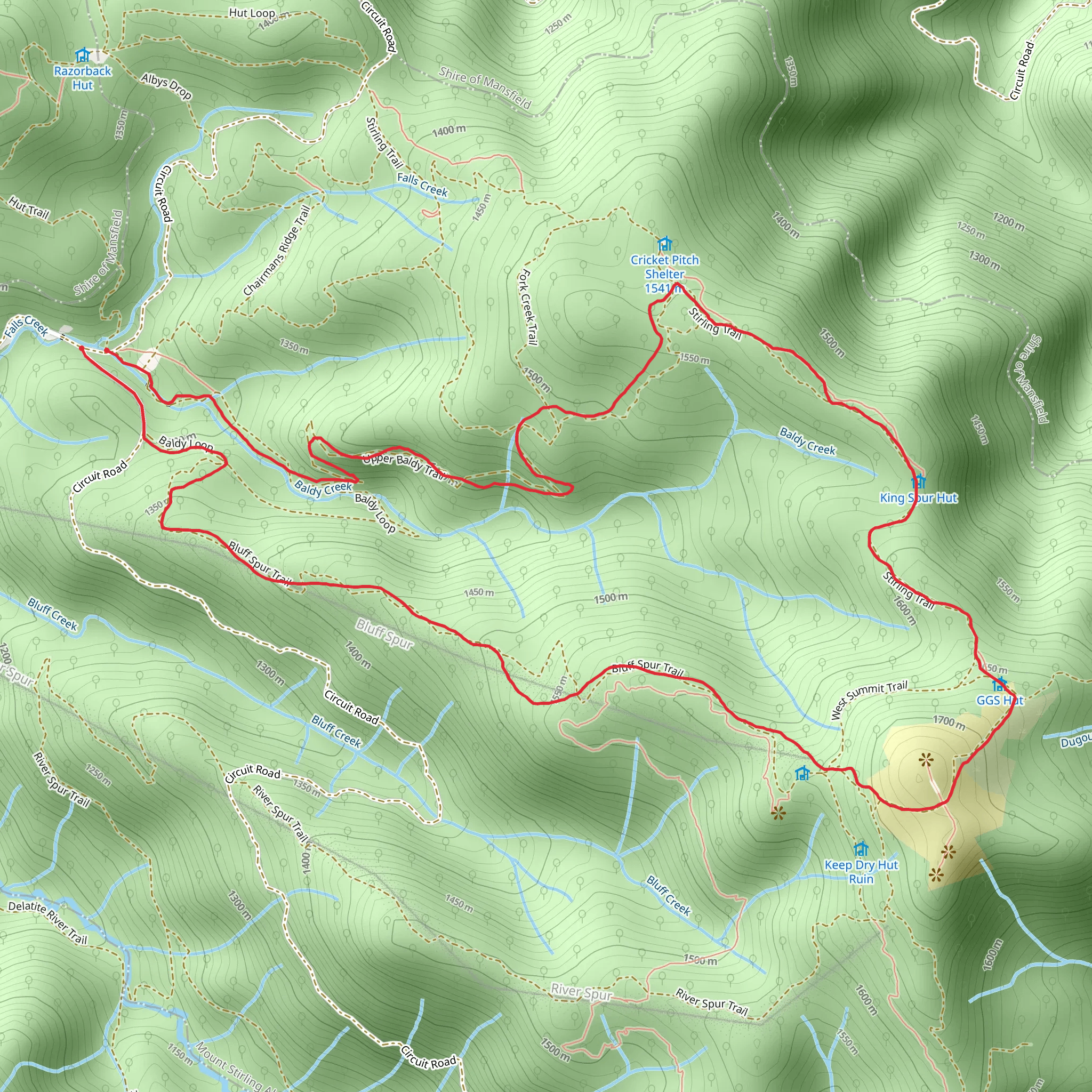 Mt Stirling Summit Loop Trail mobile static map