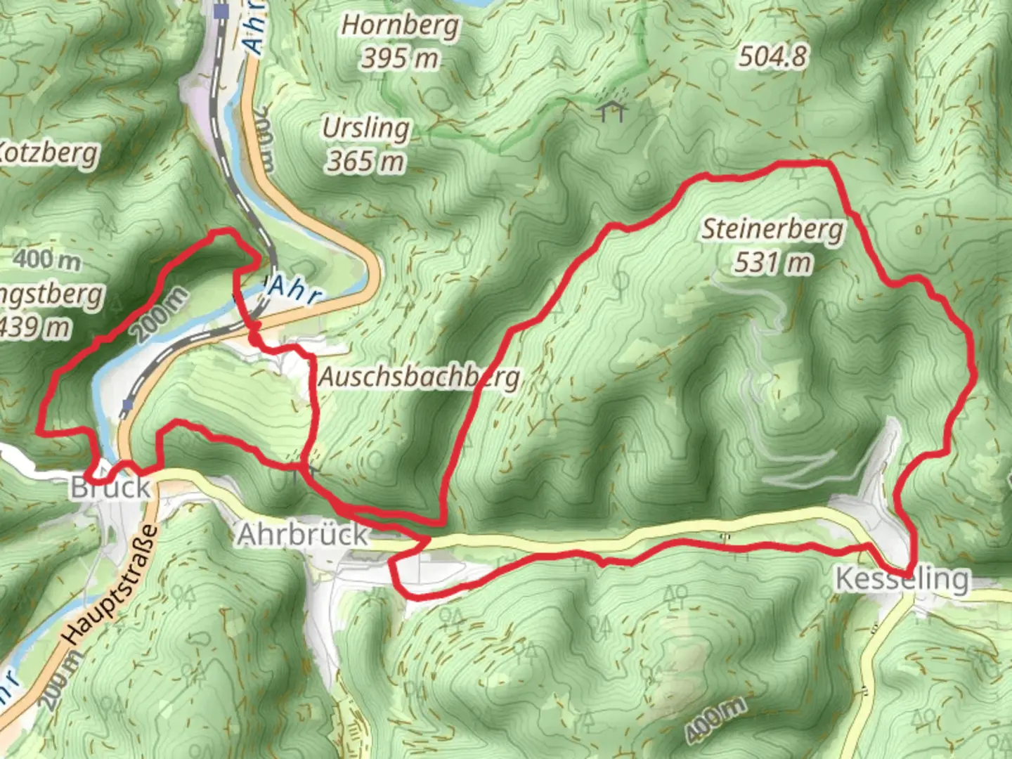 An image depicting the trail Ahrbruck and Kessling Loop and its surrounding area.