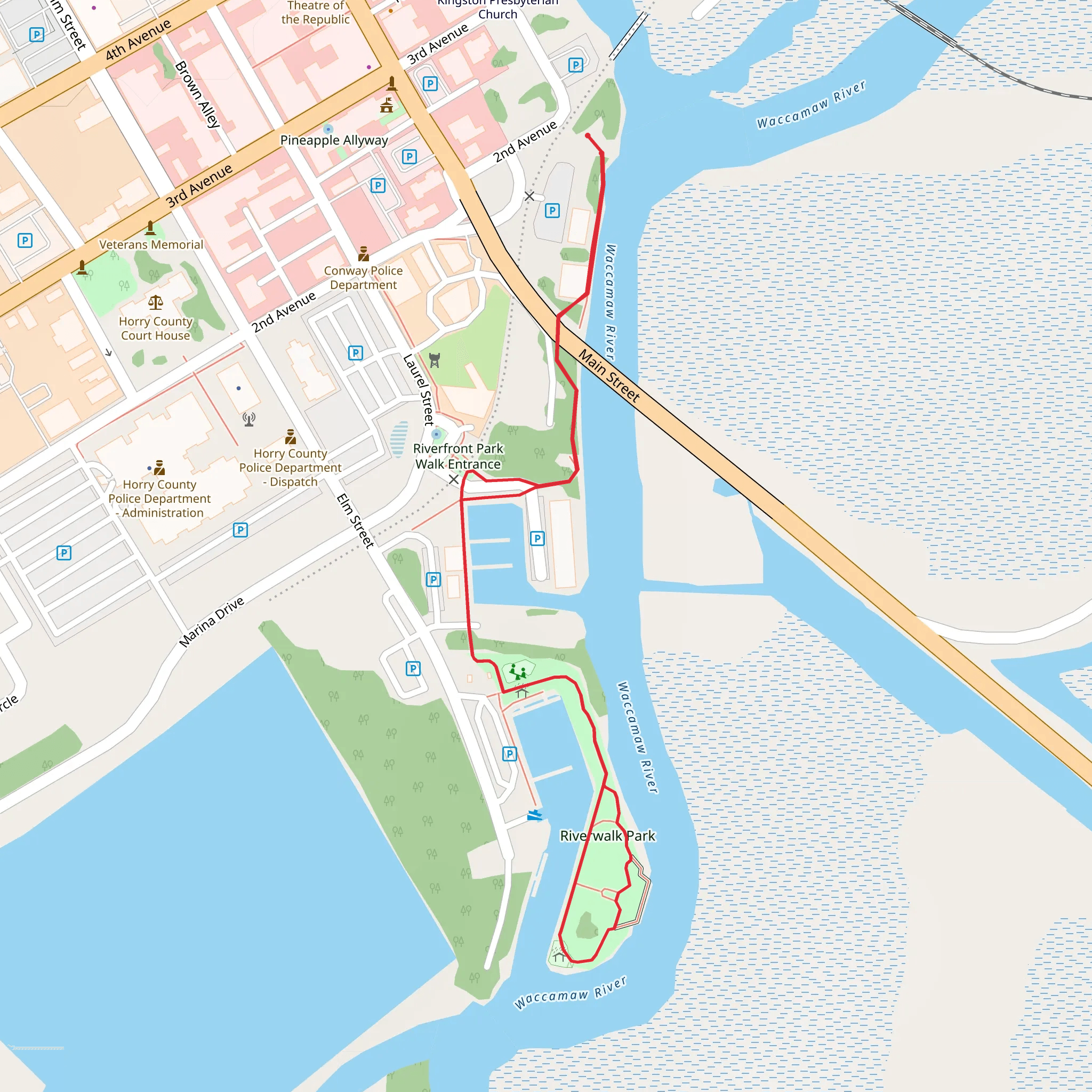 Riverwalk Park and Riverfront Gazebo Loop mobile static map