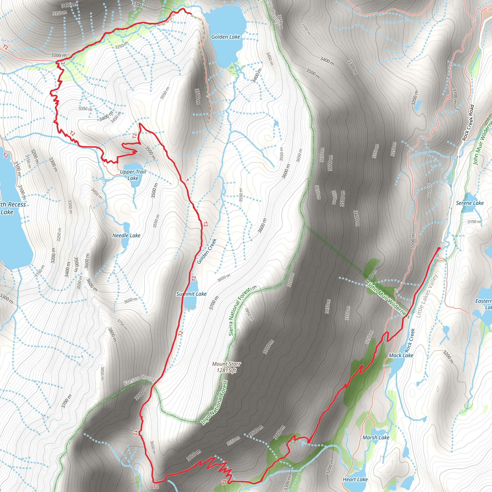 Golden Lake, Upper Trail Lake and Summit Lake via Ruby Lake Trail mobile static map