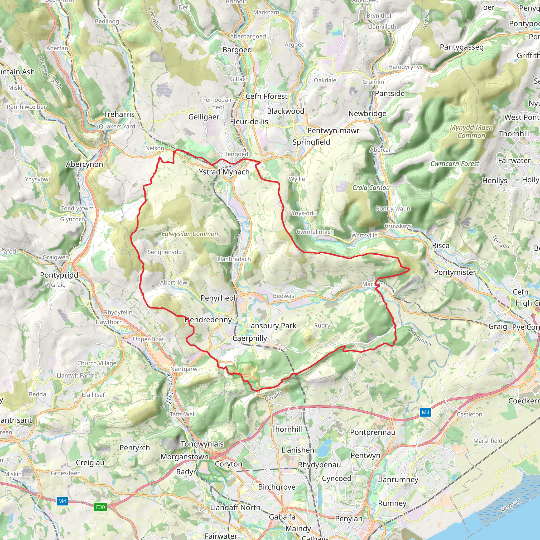 Rhymney Valley Ridgeway Walk mobile static map
