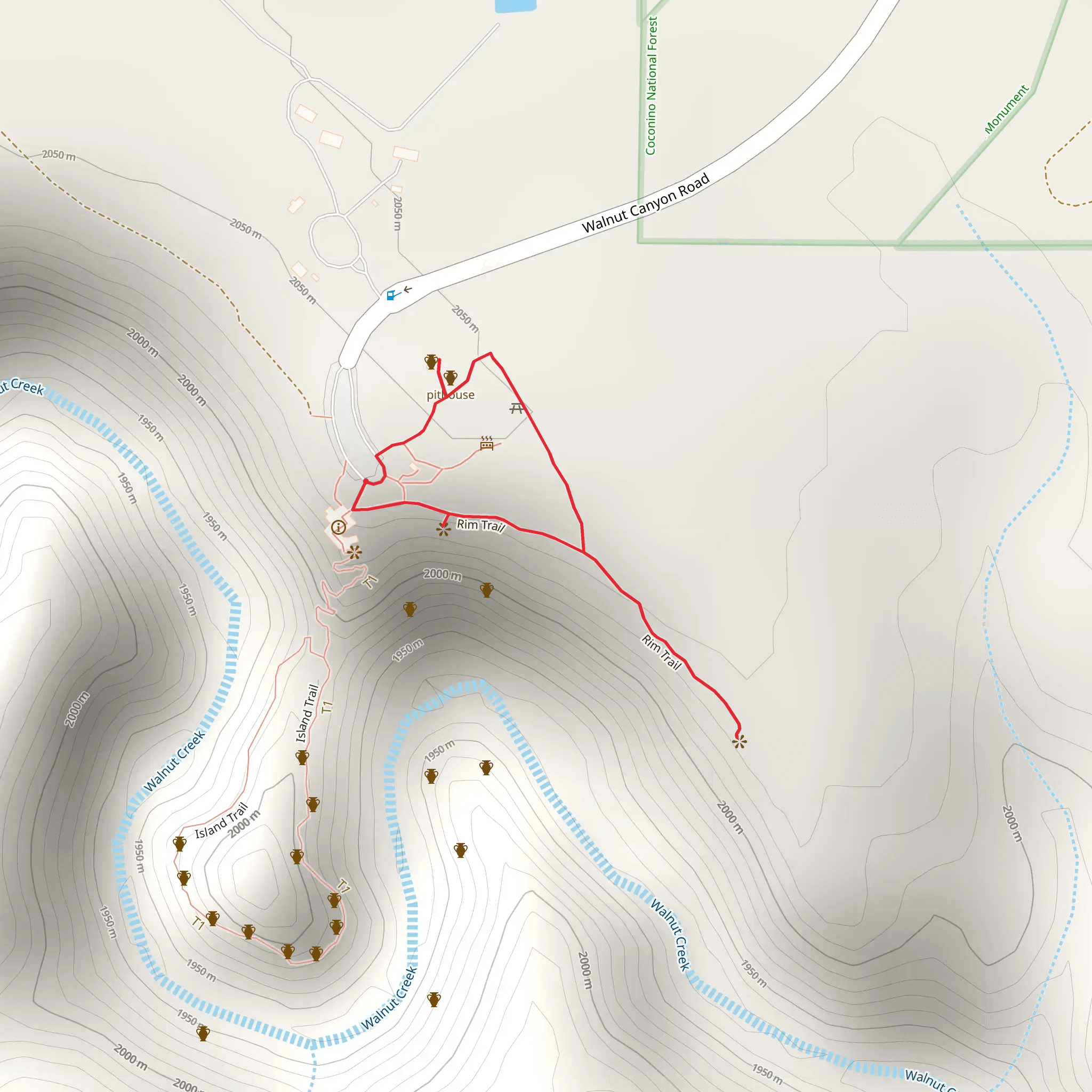 Rim Trail from Walnut Canyon Road mobile static map